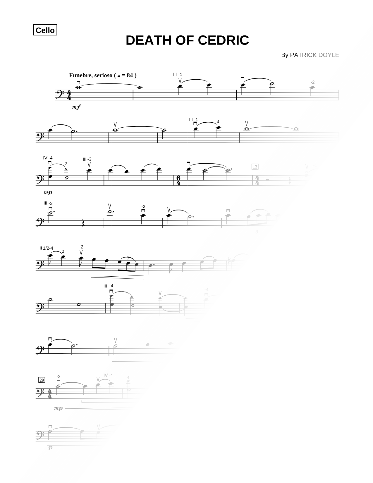 Death of Cedric - Cello