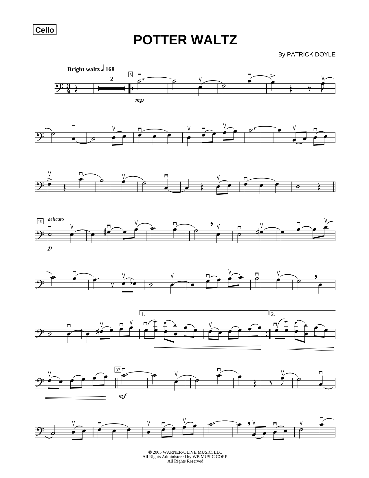 Potter Waltz - Cello