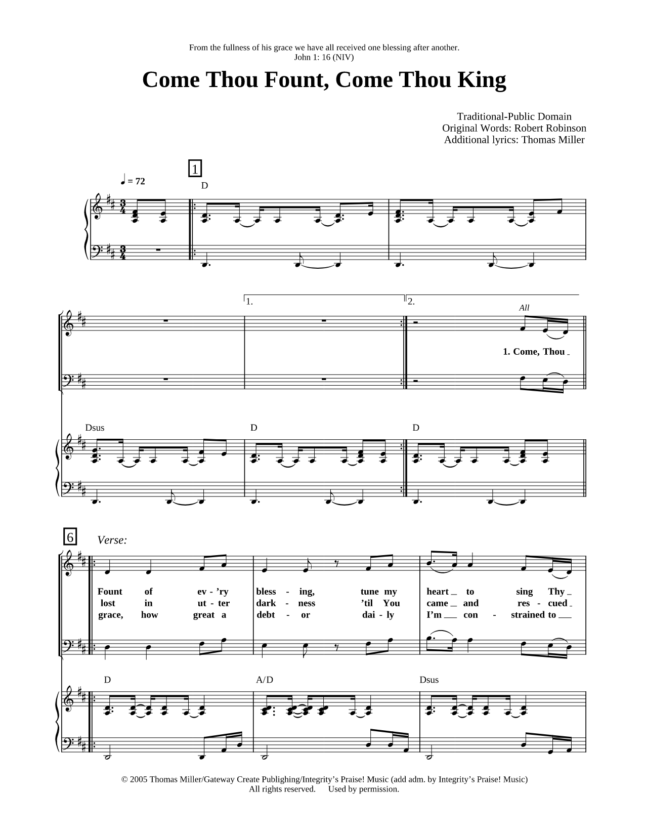 Come Thou Fount, Come Thou King