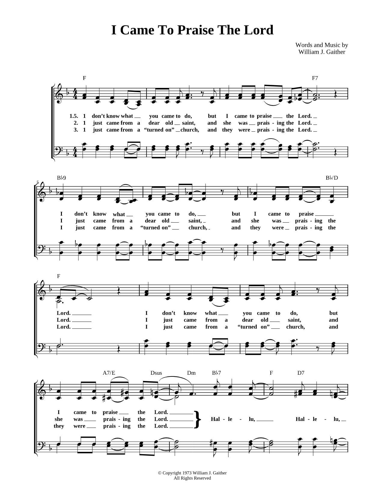 I Came to Praise the Lord