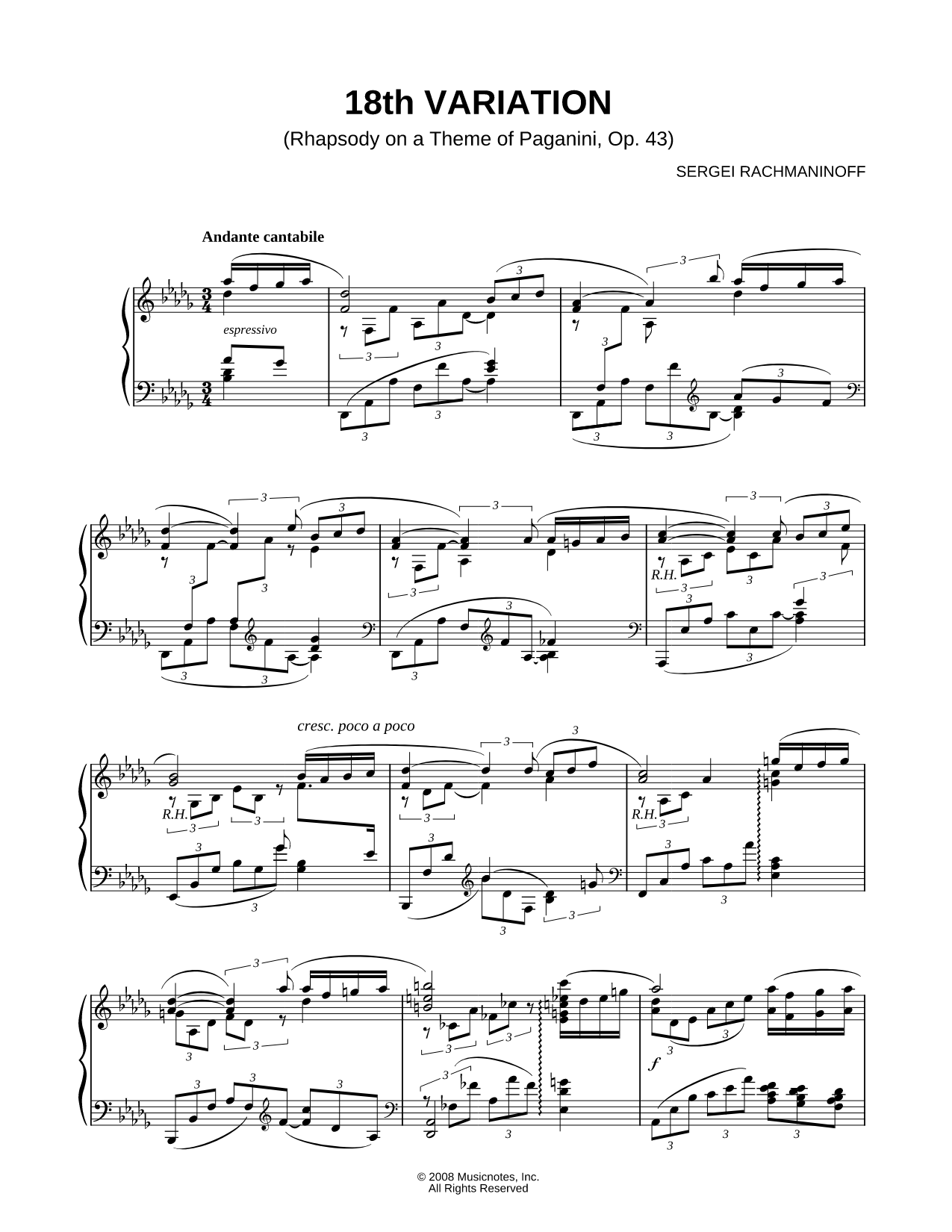18th Variation from Rhapsody on a Theme of Paganini
