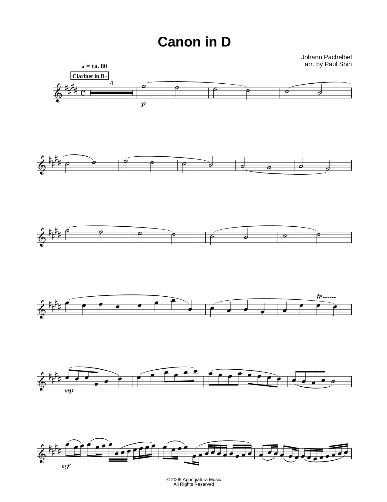 Canon in D - Clarinet