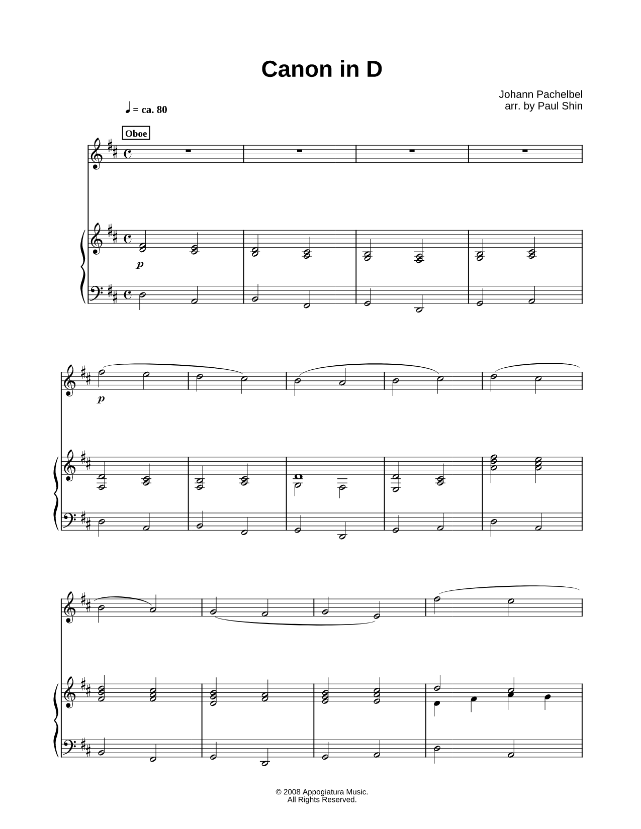Canon in D - Piano Accompaniment (Oboe)
