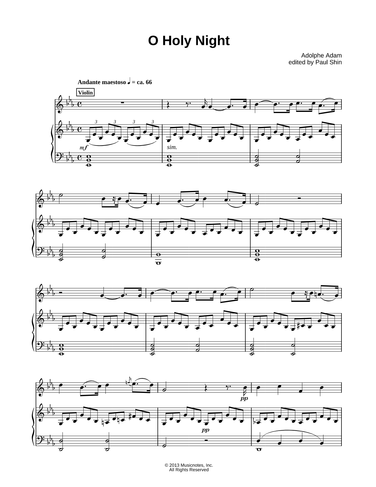 O Holy Night - Piano Accompaniment (Violin)