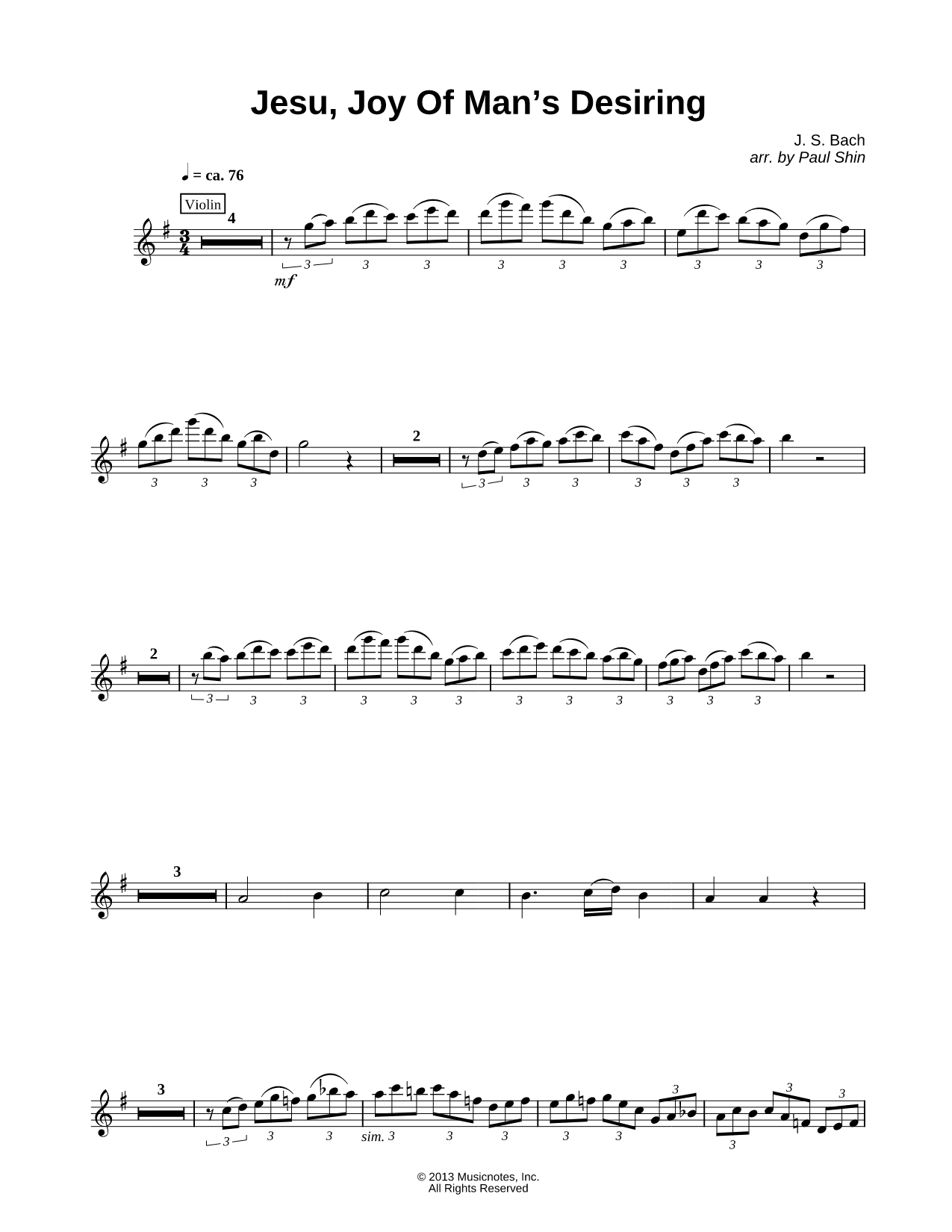 Jesu, Joy of Man's Desiring - Violin