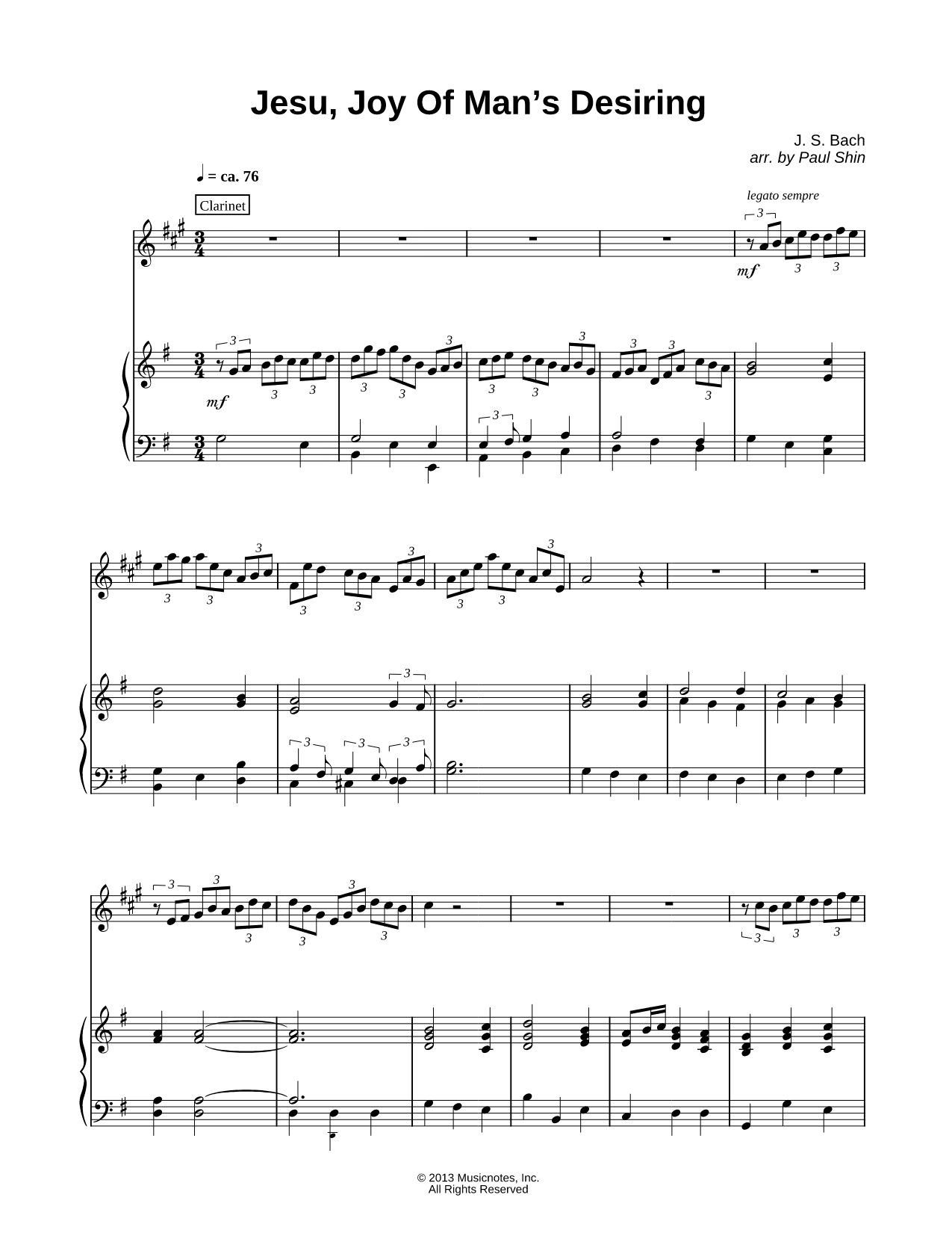 Jesu, Joy of Man's Desiring - Piano Accompaniment (Clarinet)
