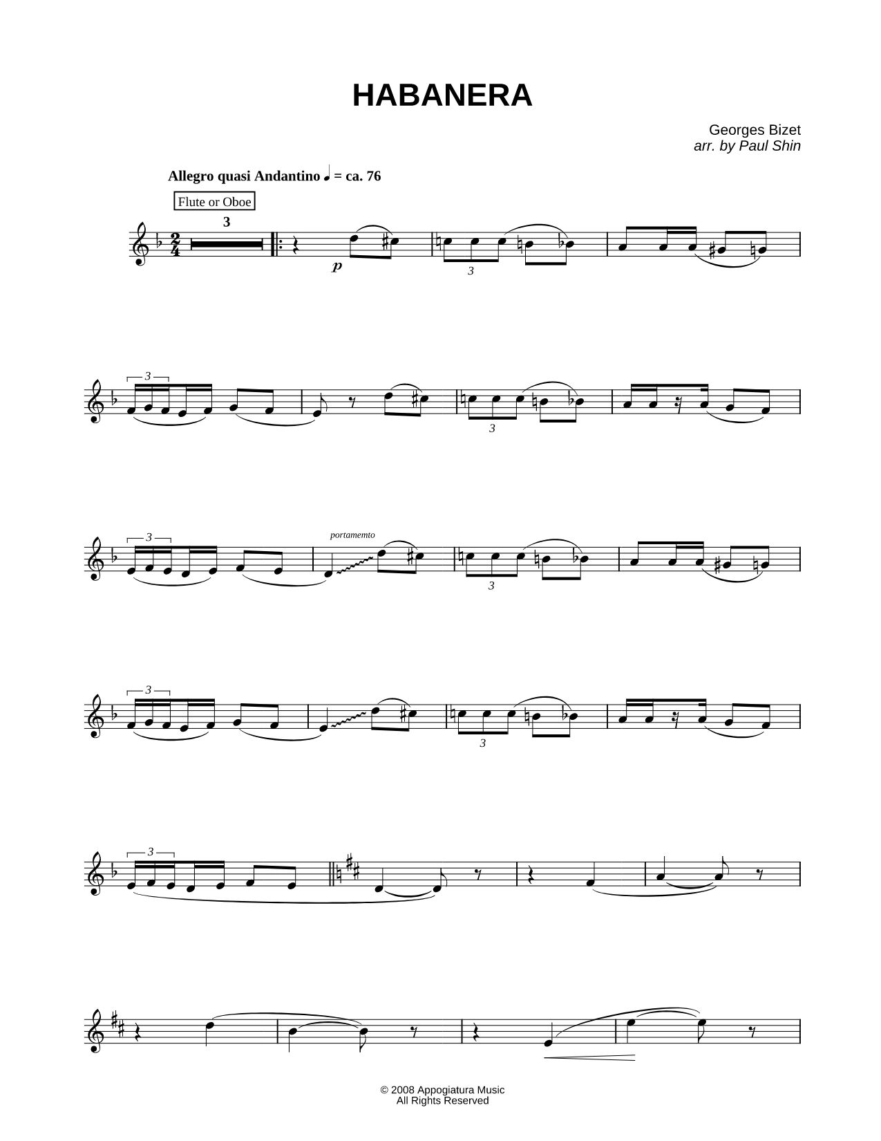 Habanera - Flute or Oboe