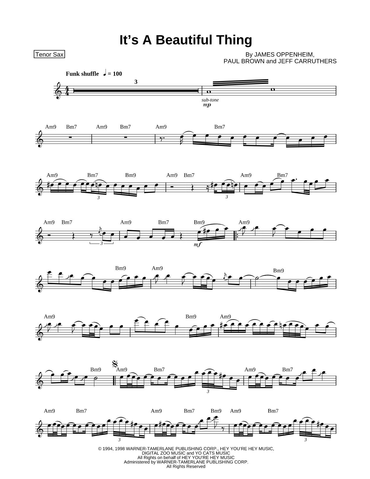It's a Beautiful Thing - Tenor Saxophone