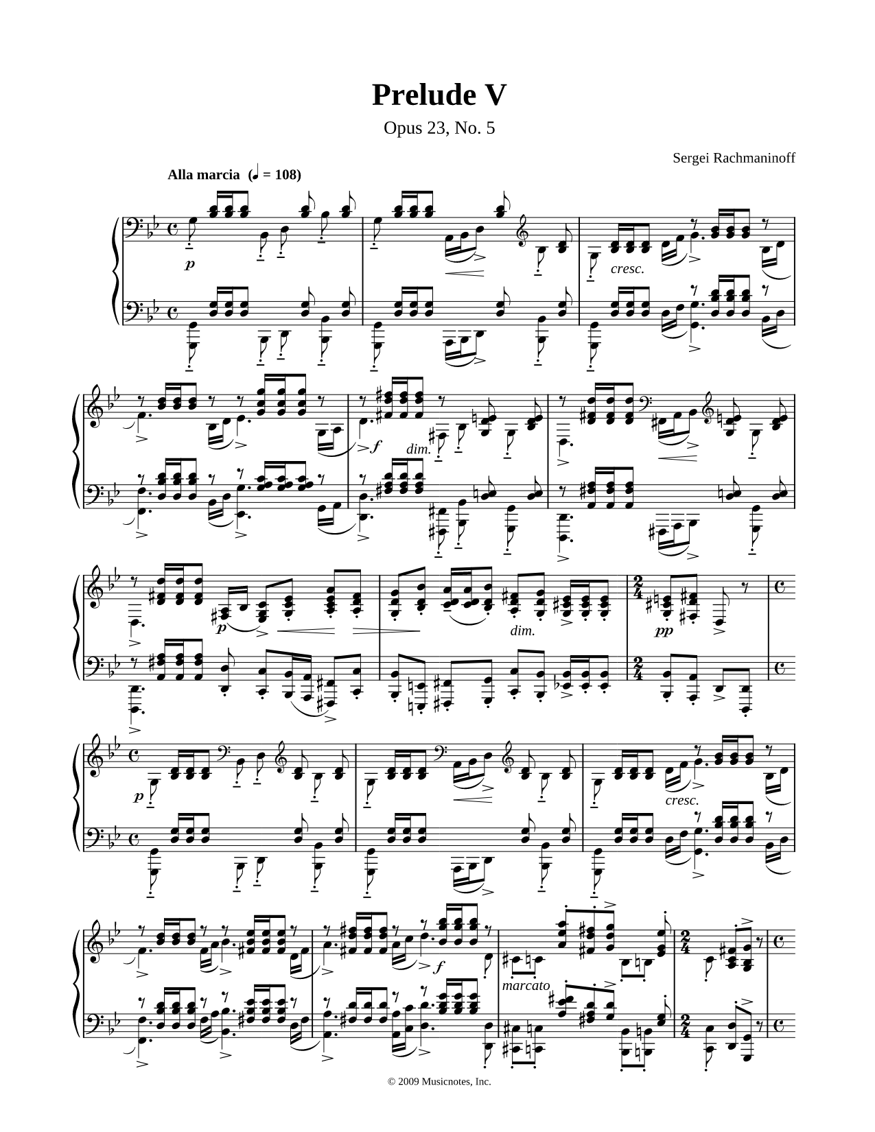 Prelude V in G Minor - Opus 23, No. 5