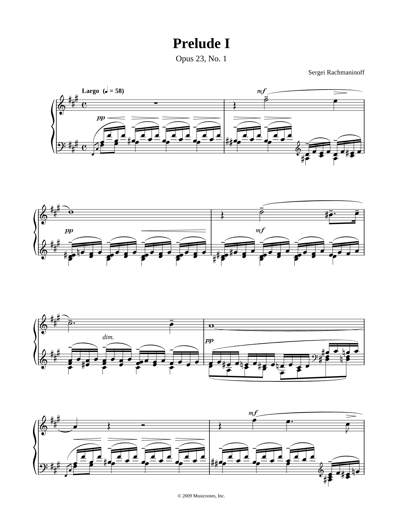 Prelude I in F# Minor - Opus 23, No.1
