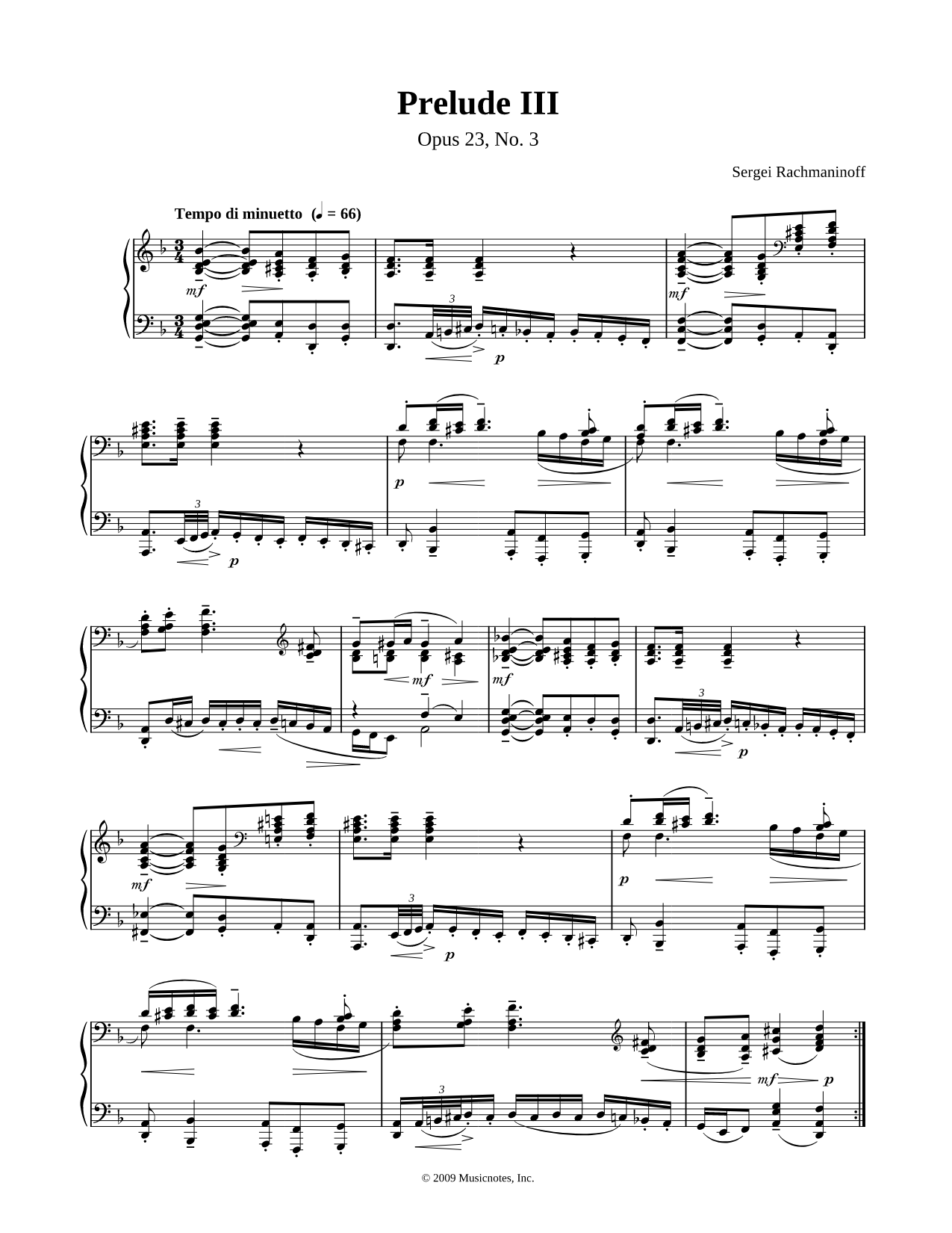 Prelude III in D Minor - Opus 23, No. 3