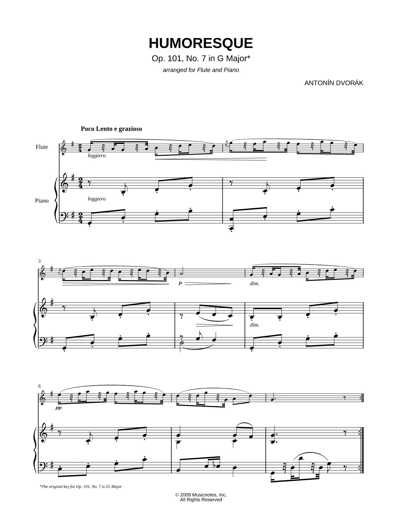 Humoresque No. 7 in G - Piano Accompaniment