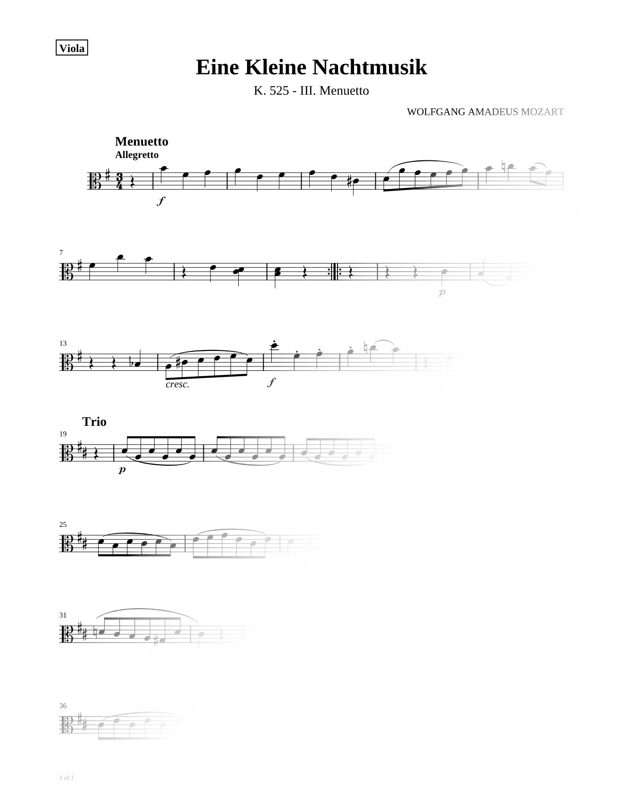 Eine Kleine Nachtmusik: III. Menuetto - Viola