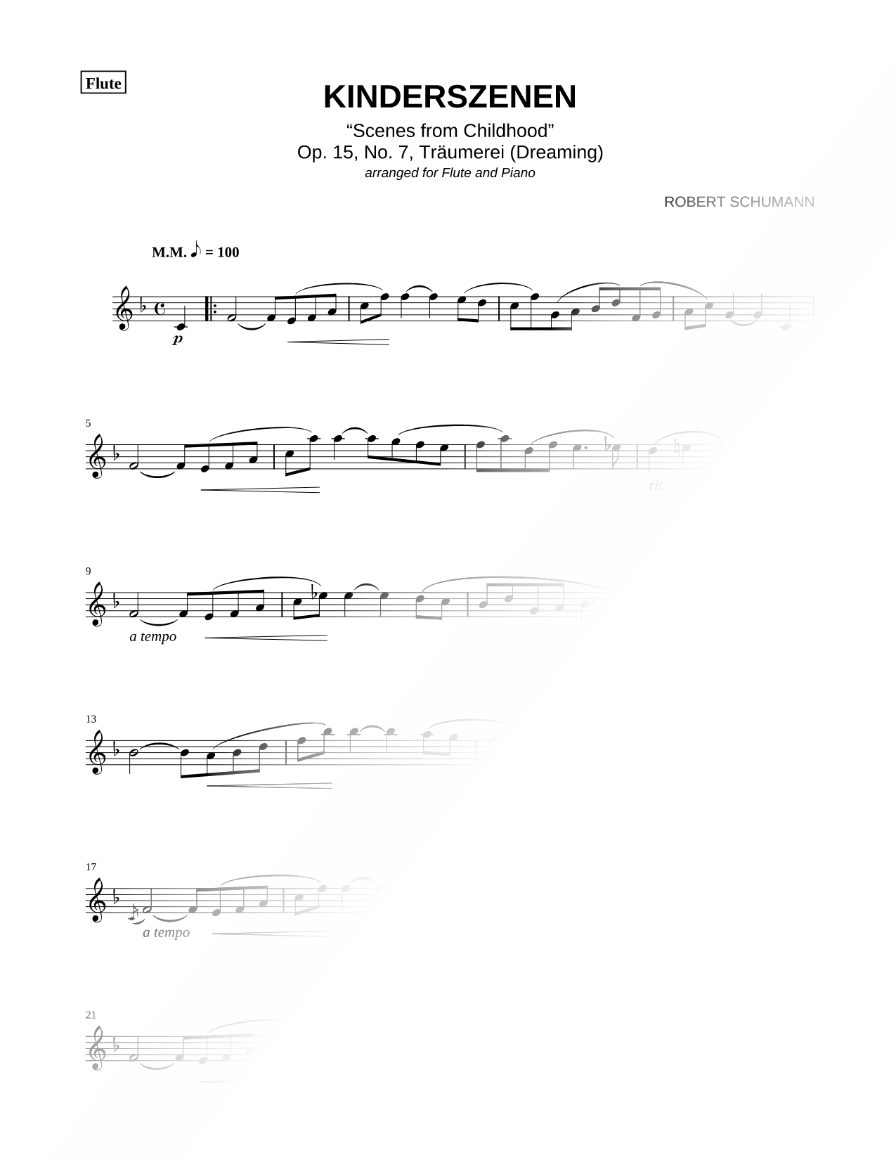 Kinderszenen,Op. 15, No. 7, Träumerei - Flute