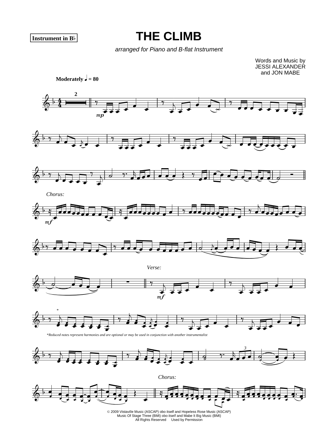 The Climb - Bb Instrument