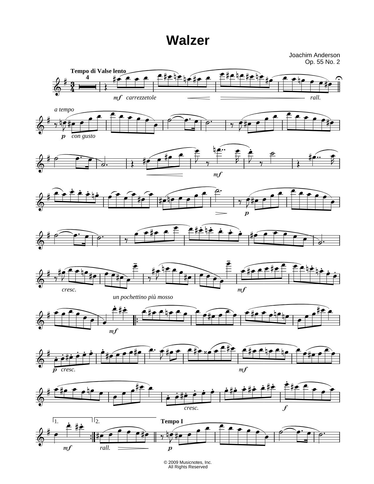Walzer Op. 55, No. 2 - Flute Part