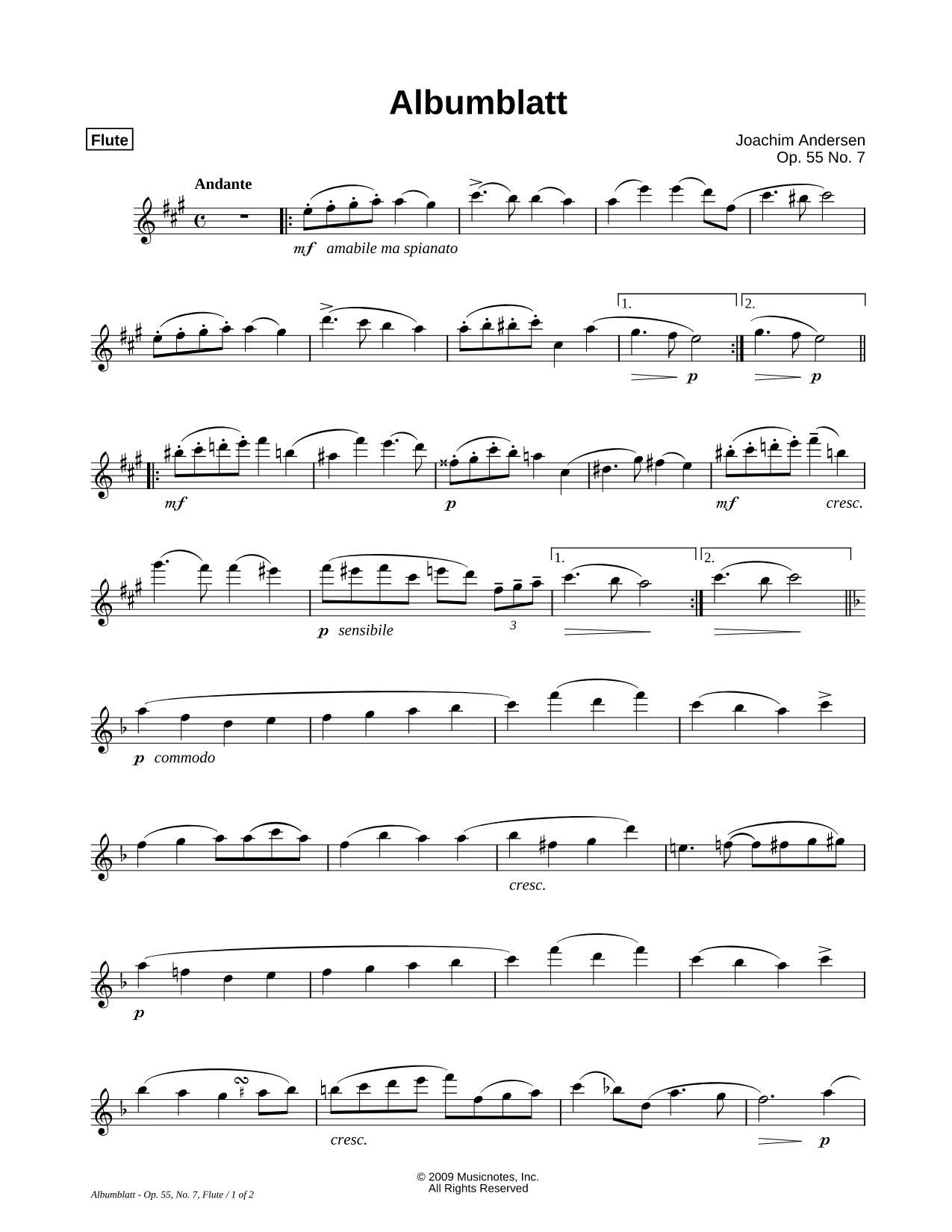 Albumblatt, Op. 55, No. 7 - Flute