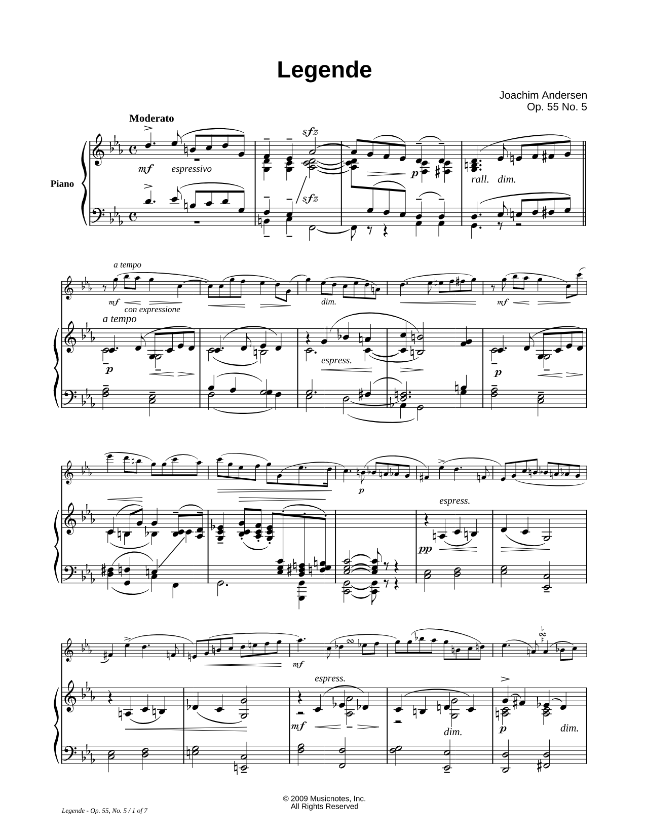 Legende, Op. 55, No. 5 - Piano Accompaniment (Flute)
