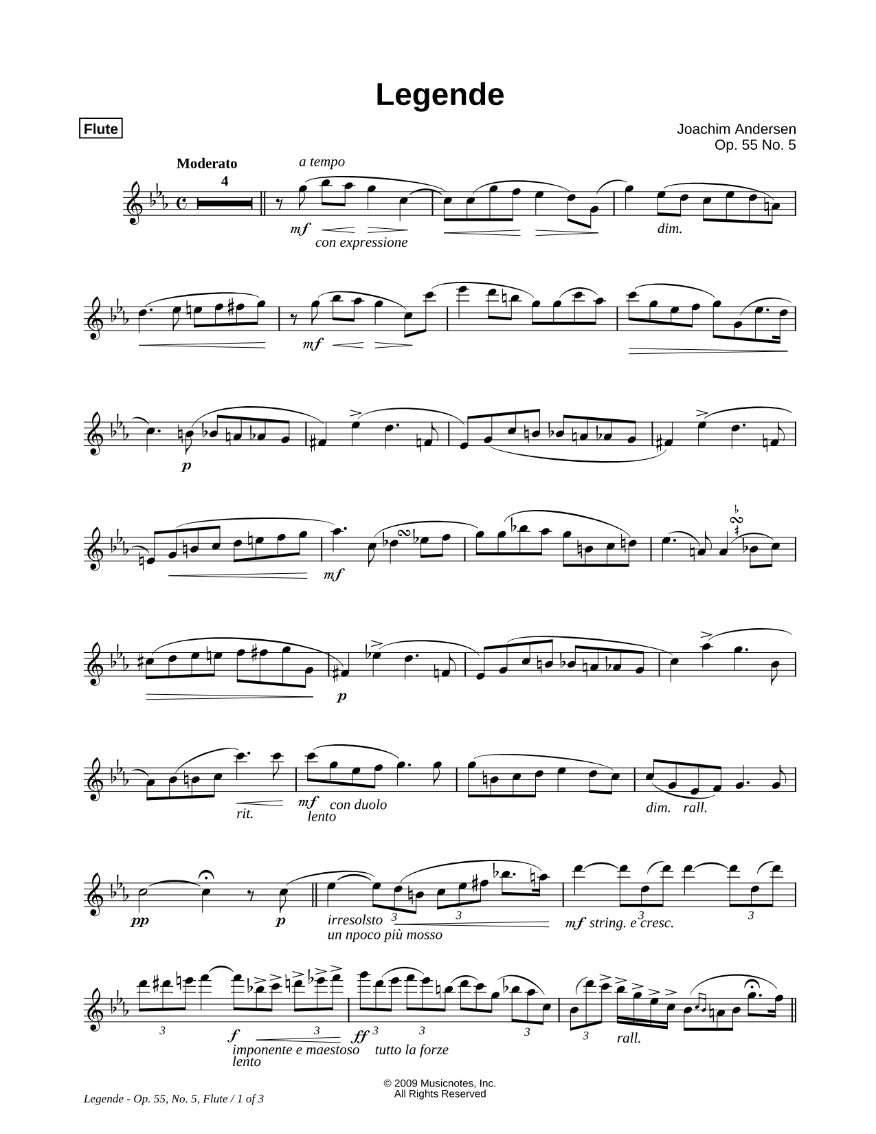 Legende, Op. 55, No. 5 - Flute