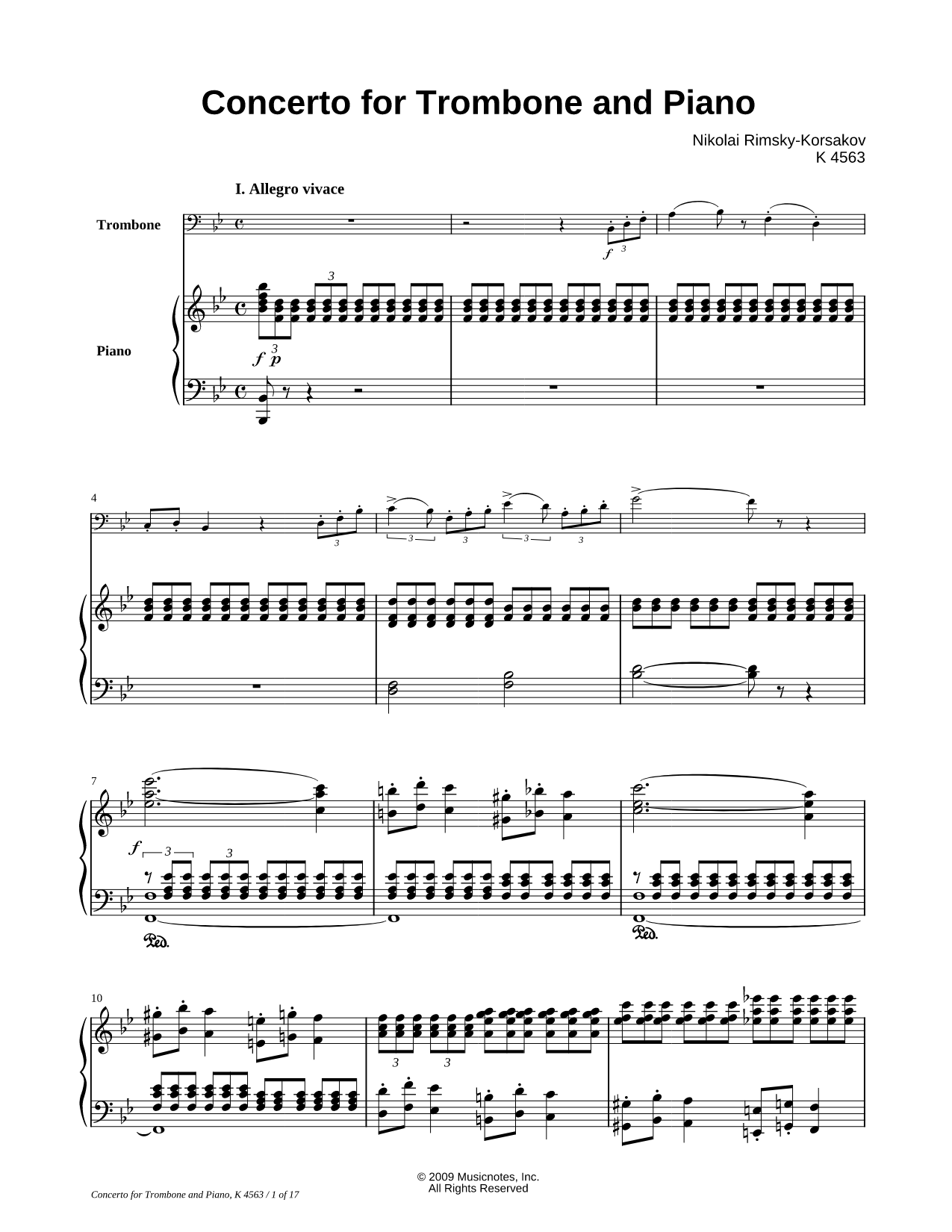 Concerto for Trombone and Piano - Piano Accompaniment