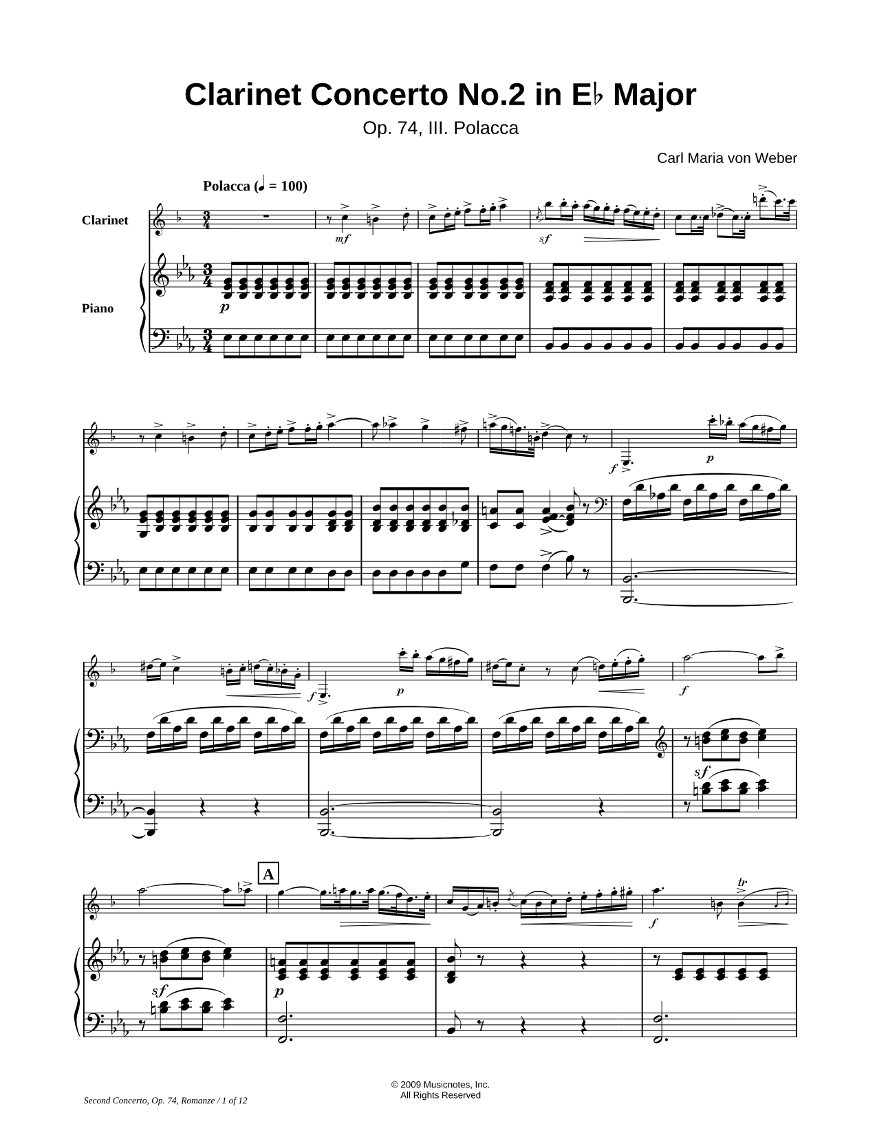 Clarinet Concerto No.2 in Eb, Op. 74: III. Alla Polacca - Piano Accompaniment