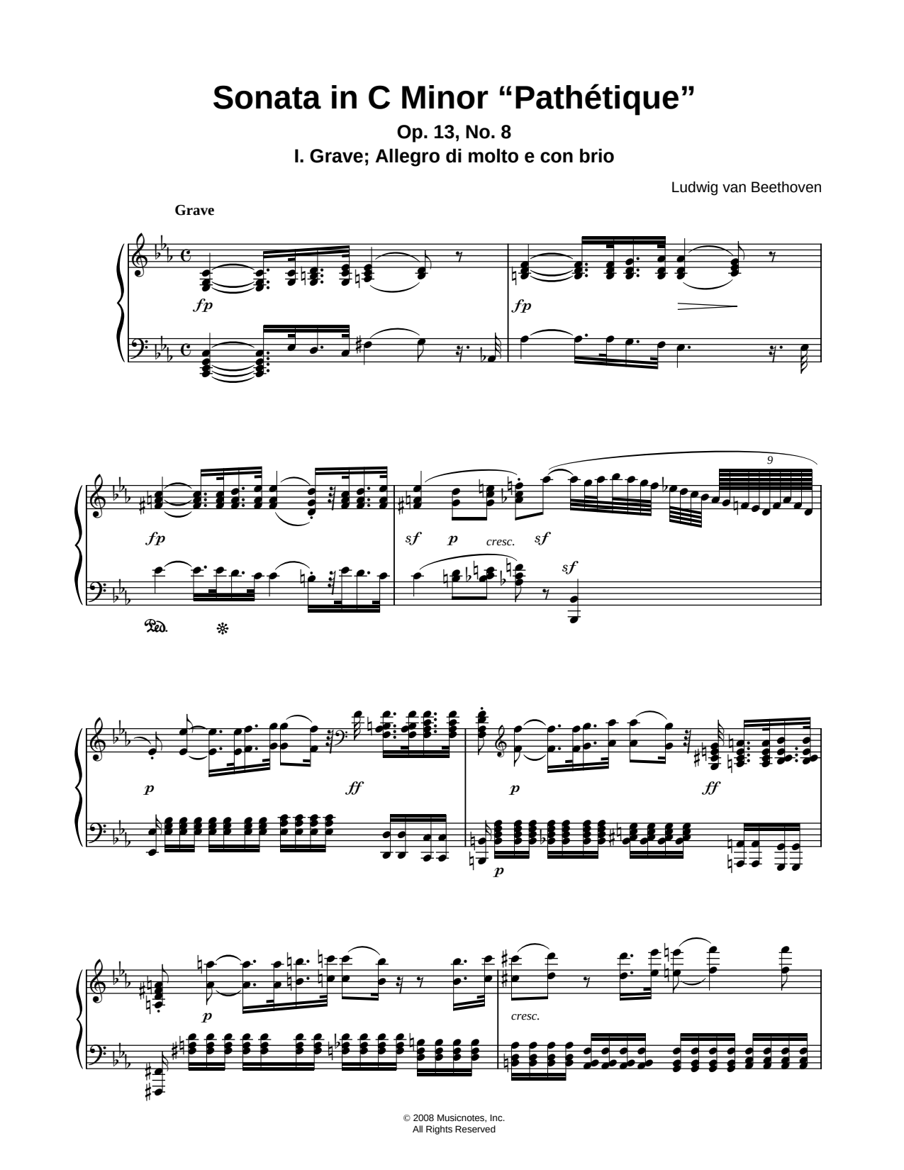 Piano Sonata No. 8 in C Minor "Pathetique": I. Grave, Allegro di molto e con brio