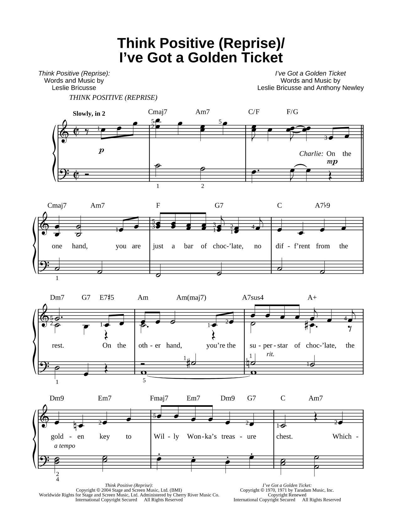 Think Positive (Reprise) /  I've Got a Golden Ticket