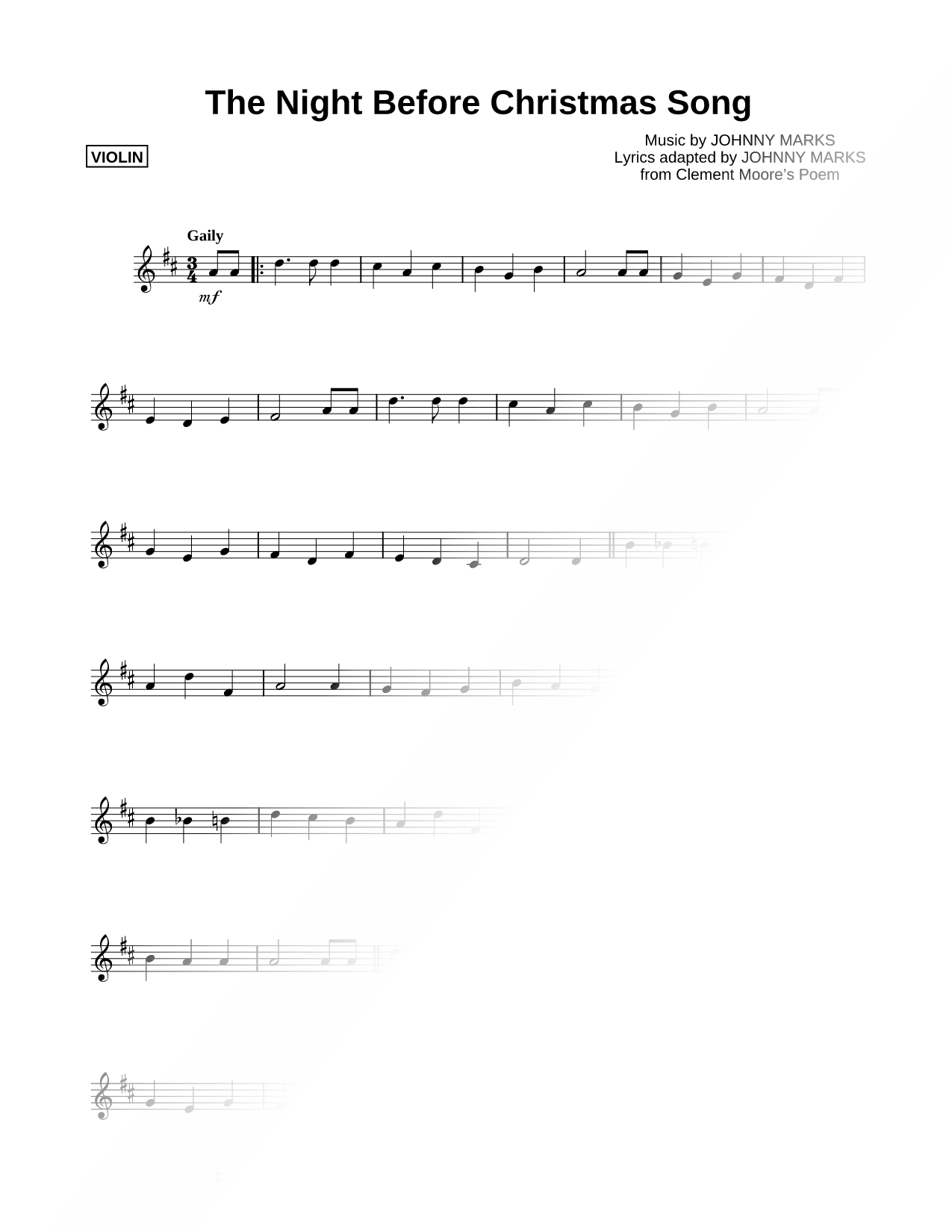 The Night Before Christmas Song