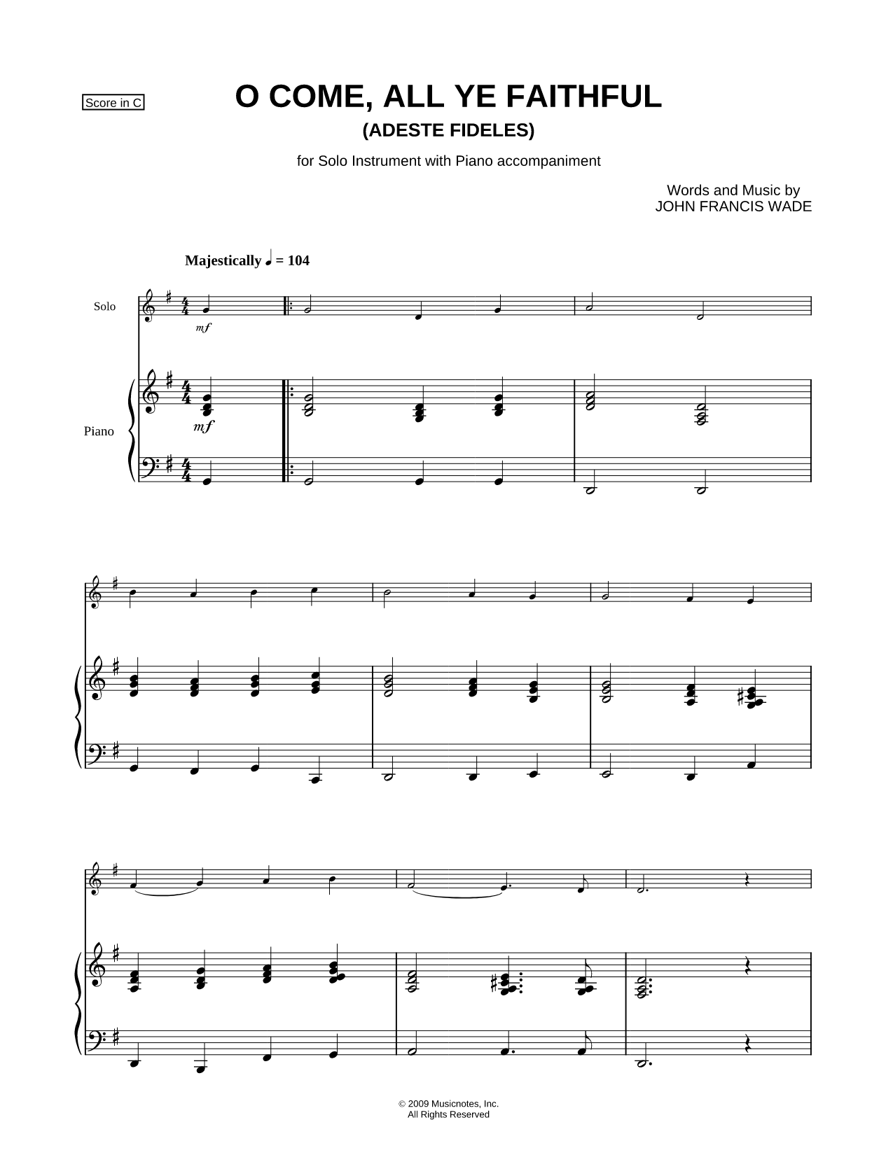 O Come, All Ye Faithful - Piano Accompaniment