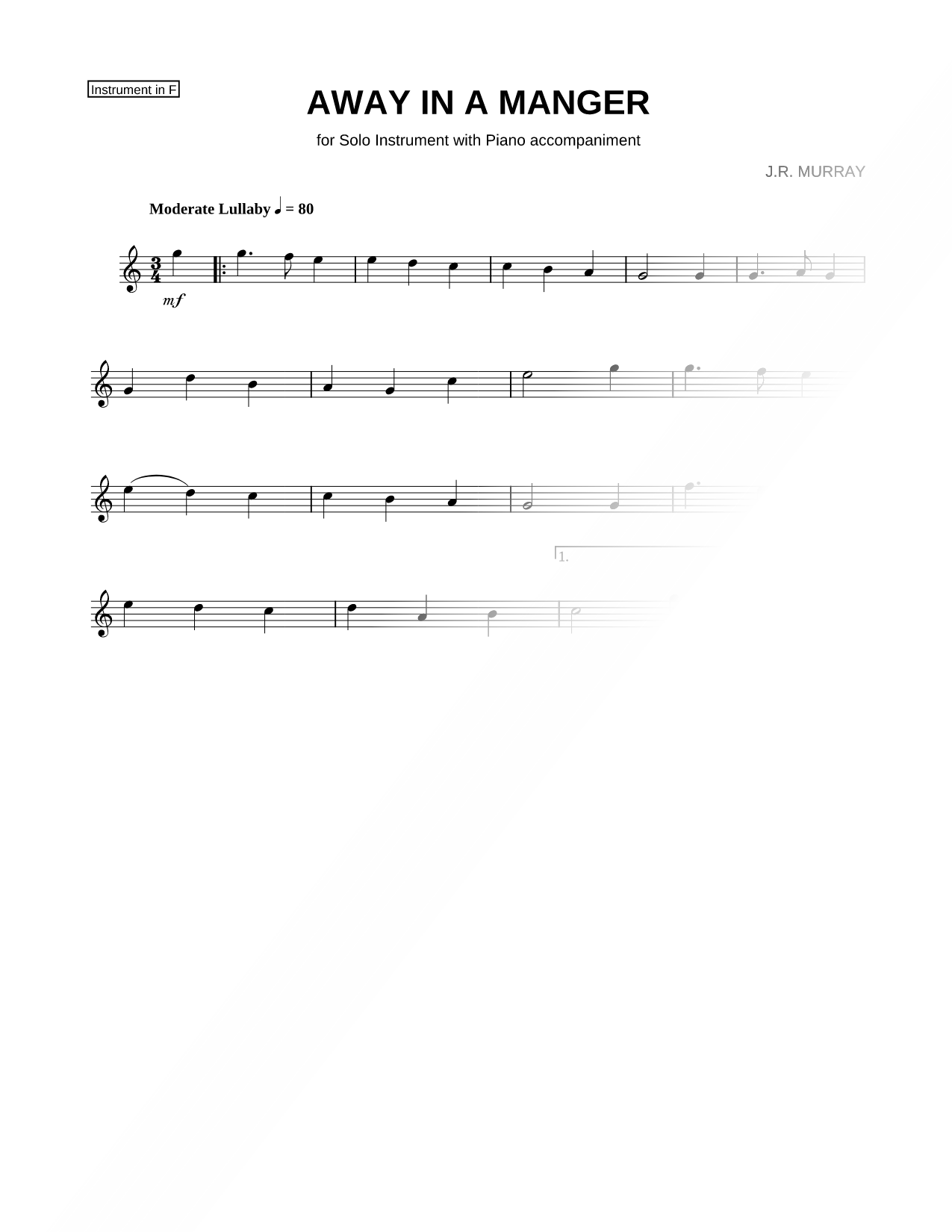 Away In a Manger - F Instrument