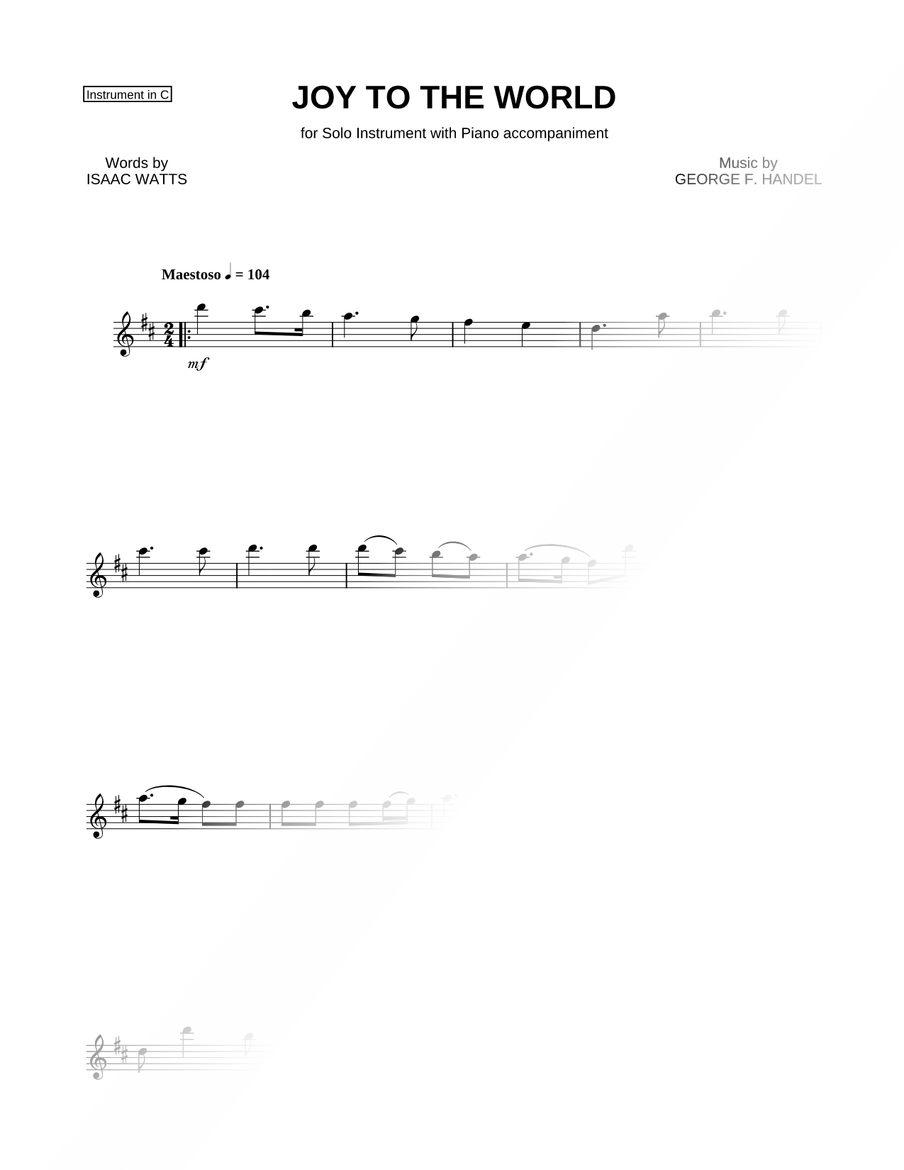 Joy to the World - C Instrument