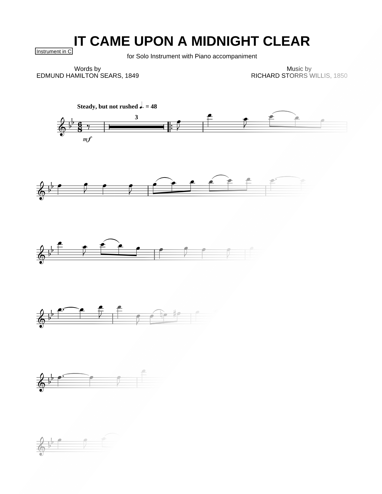 It Came Upon a Midnight Clear - C Instrument