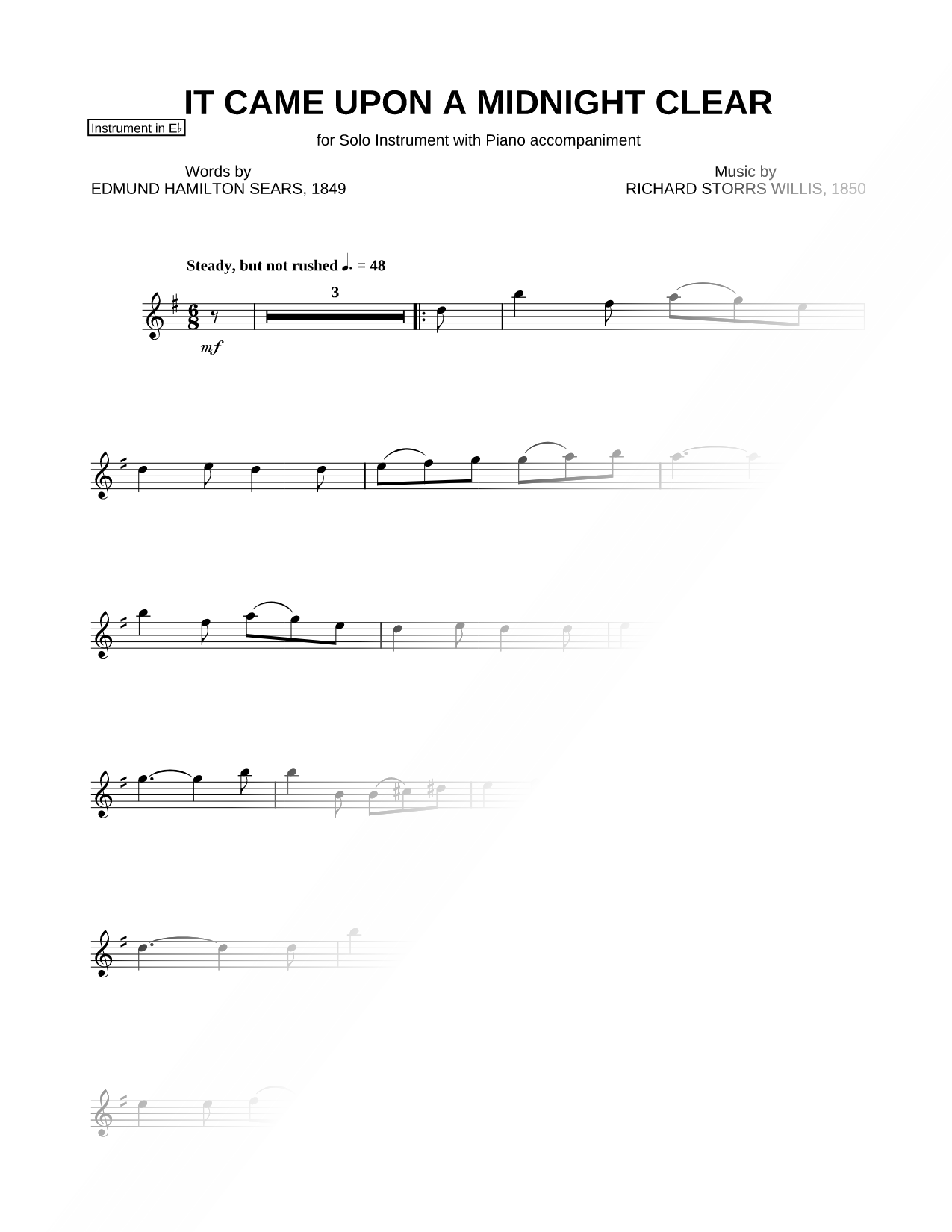 It Came Upon a Midnight Clear - Eb Instrument