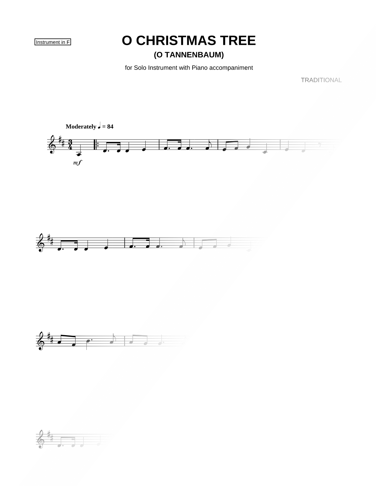 O Christmas Tree - F Instrument