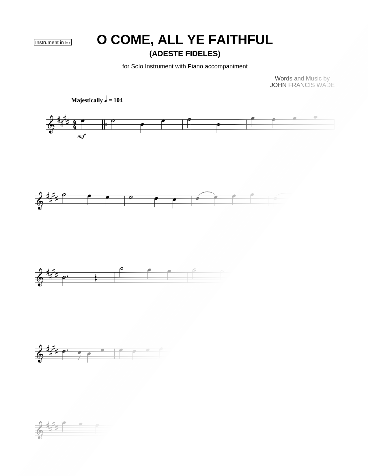 O Come, All Ye Faithful - Eb Instrument