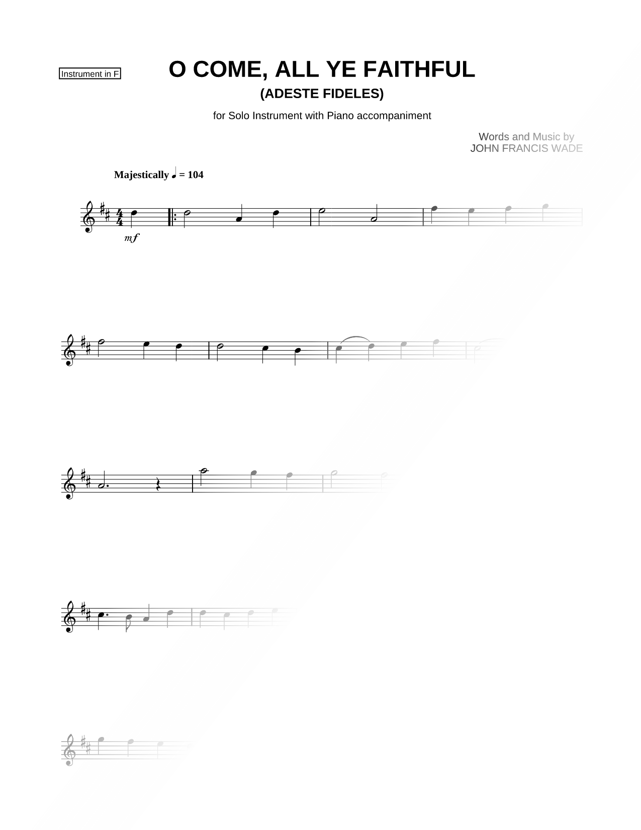 O Come, All Ye Faithful - F Instrument