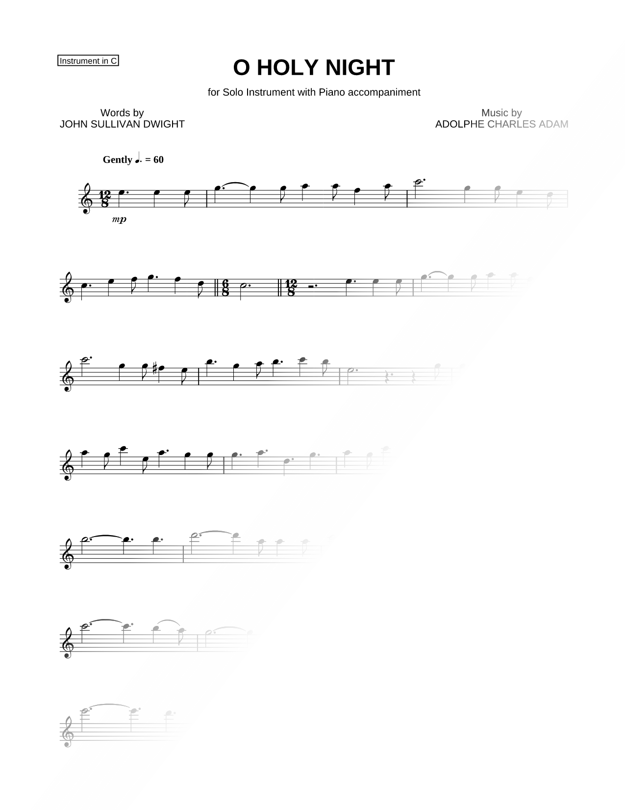 O Holy Night - C Instrument