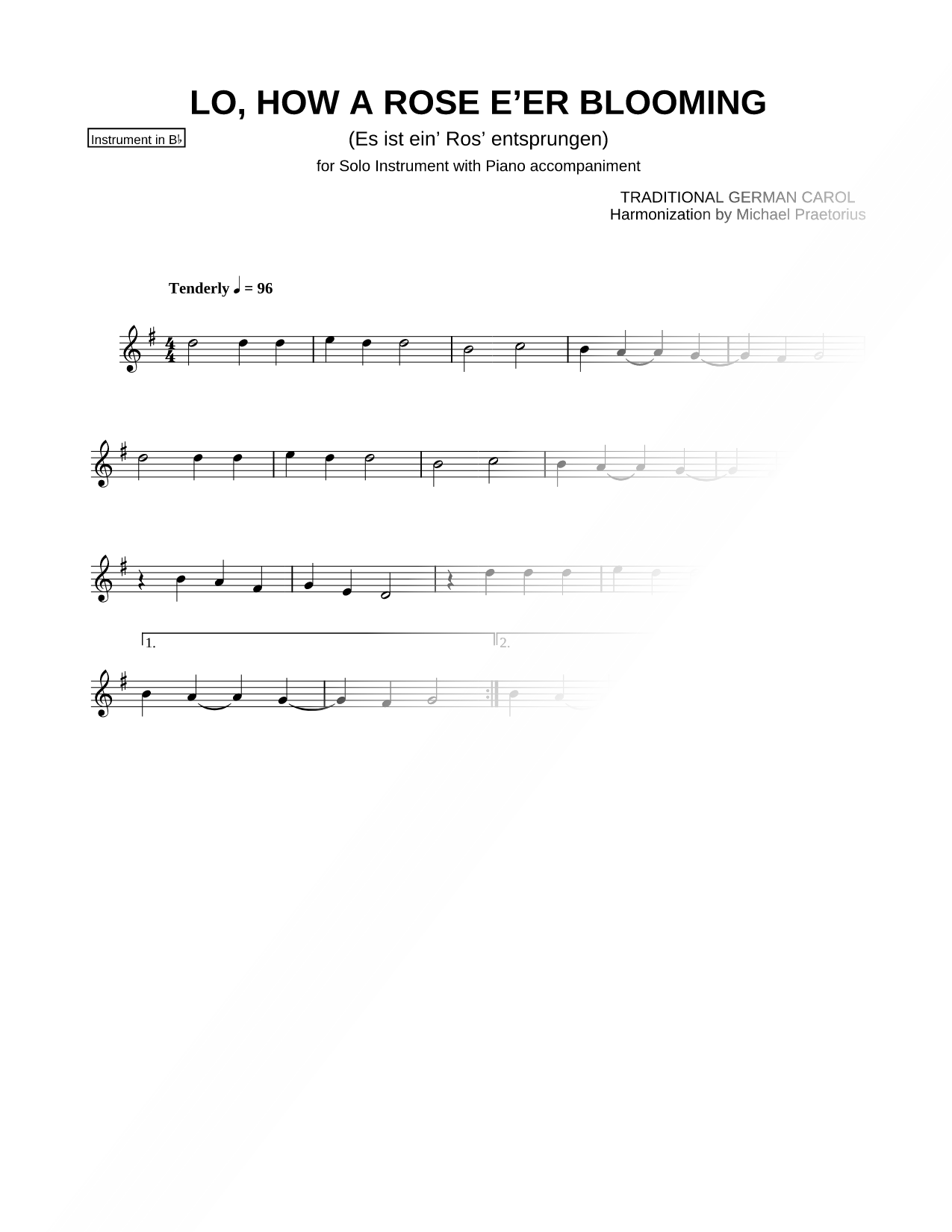 Lo, How a Rose E'er Blooming - Bb Instrument