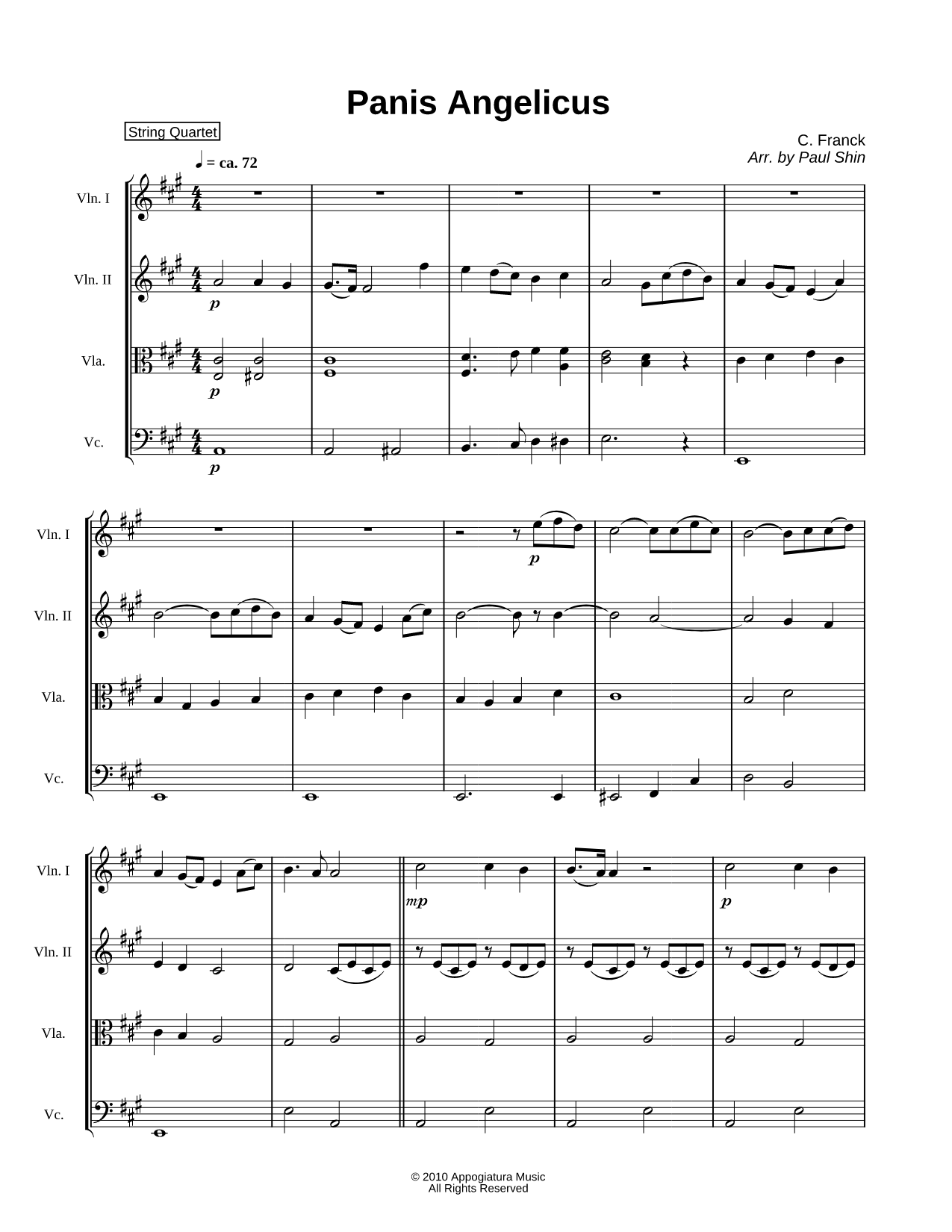 Panis Angelicus - Score (String Quartet)