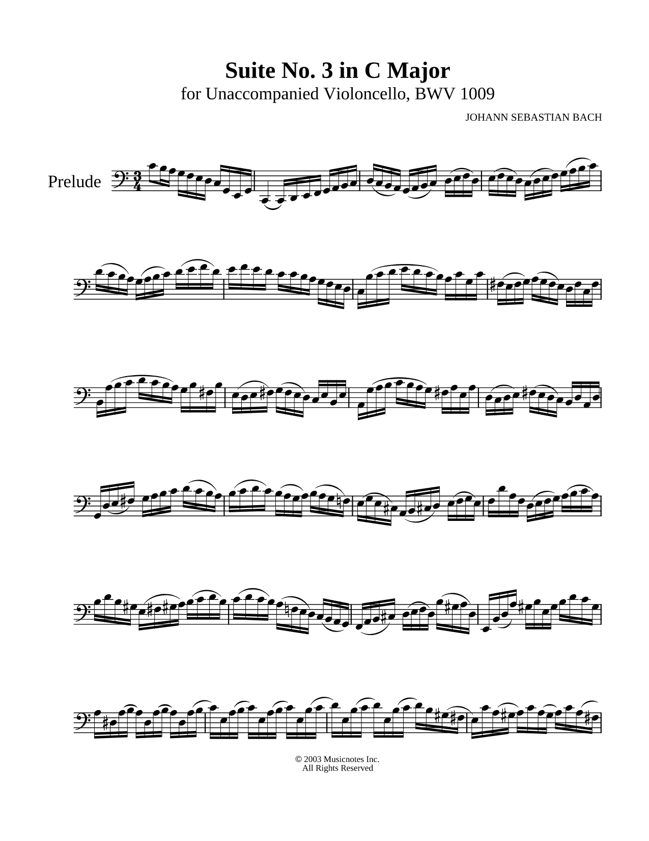 Suite No. 3 in C Major, BWV 1009