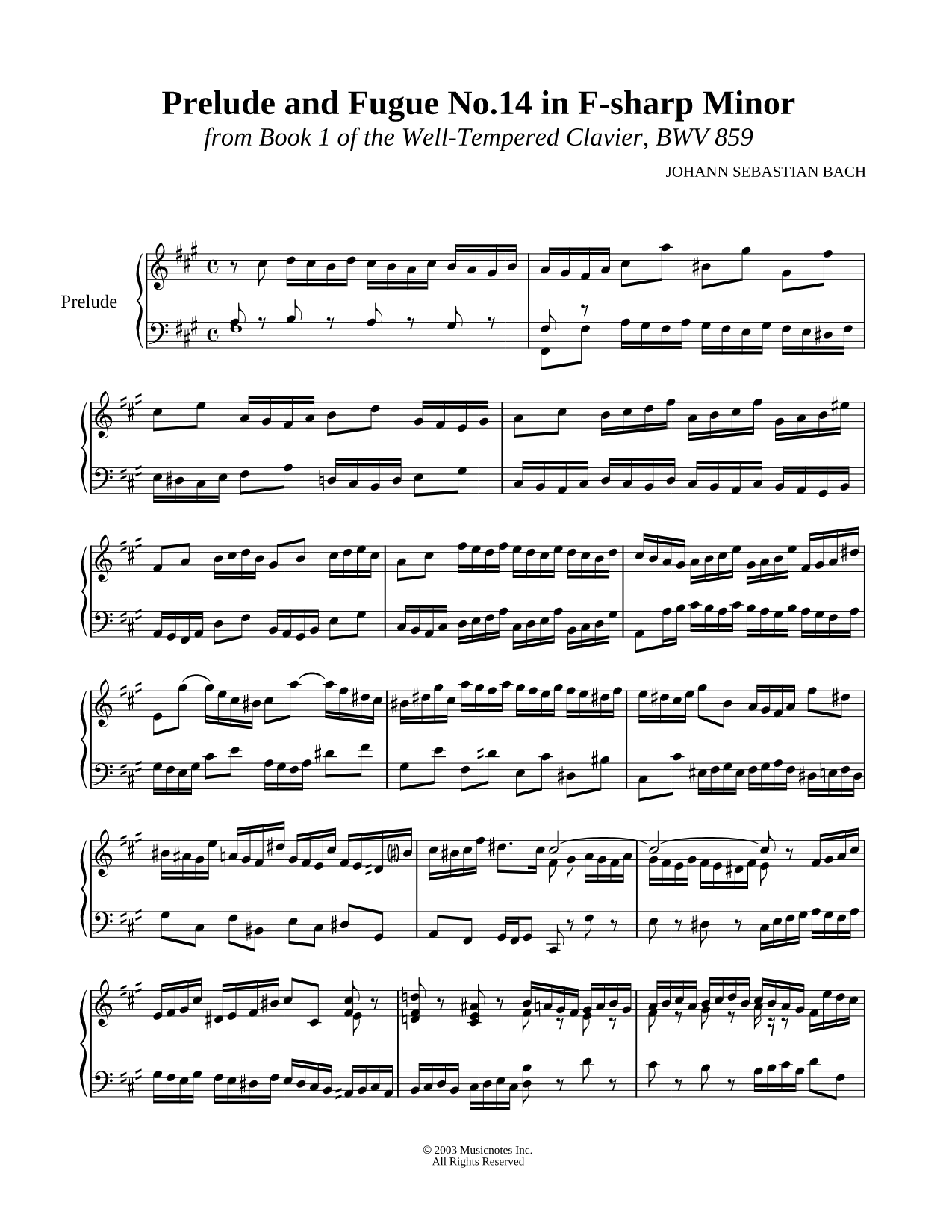 Prelude and Fugue No.14 in F# Minor, BWV 859
