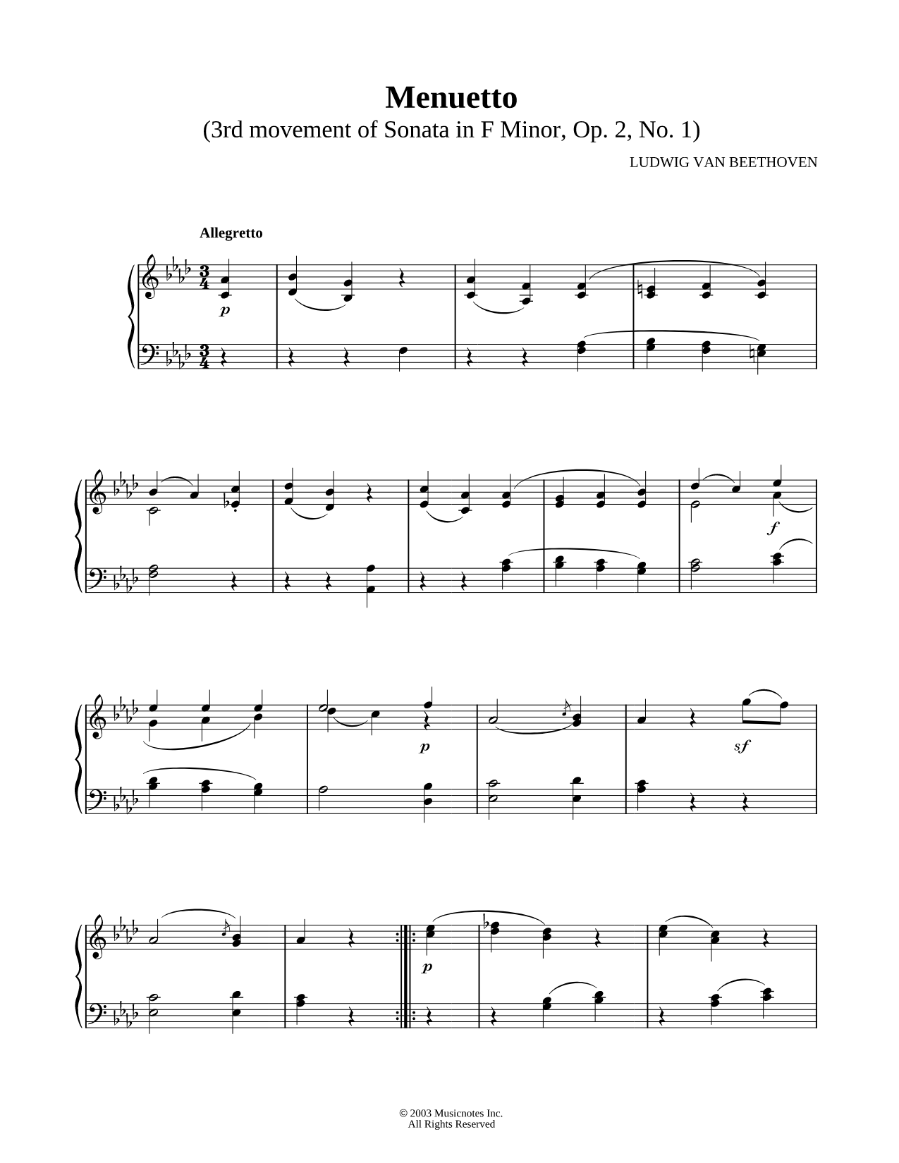 Piano Sonata No. 1 in F Minor: III. Menuetto