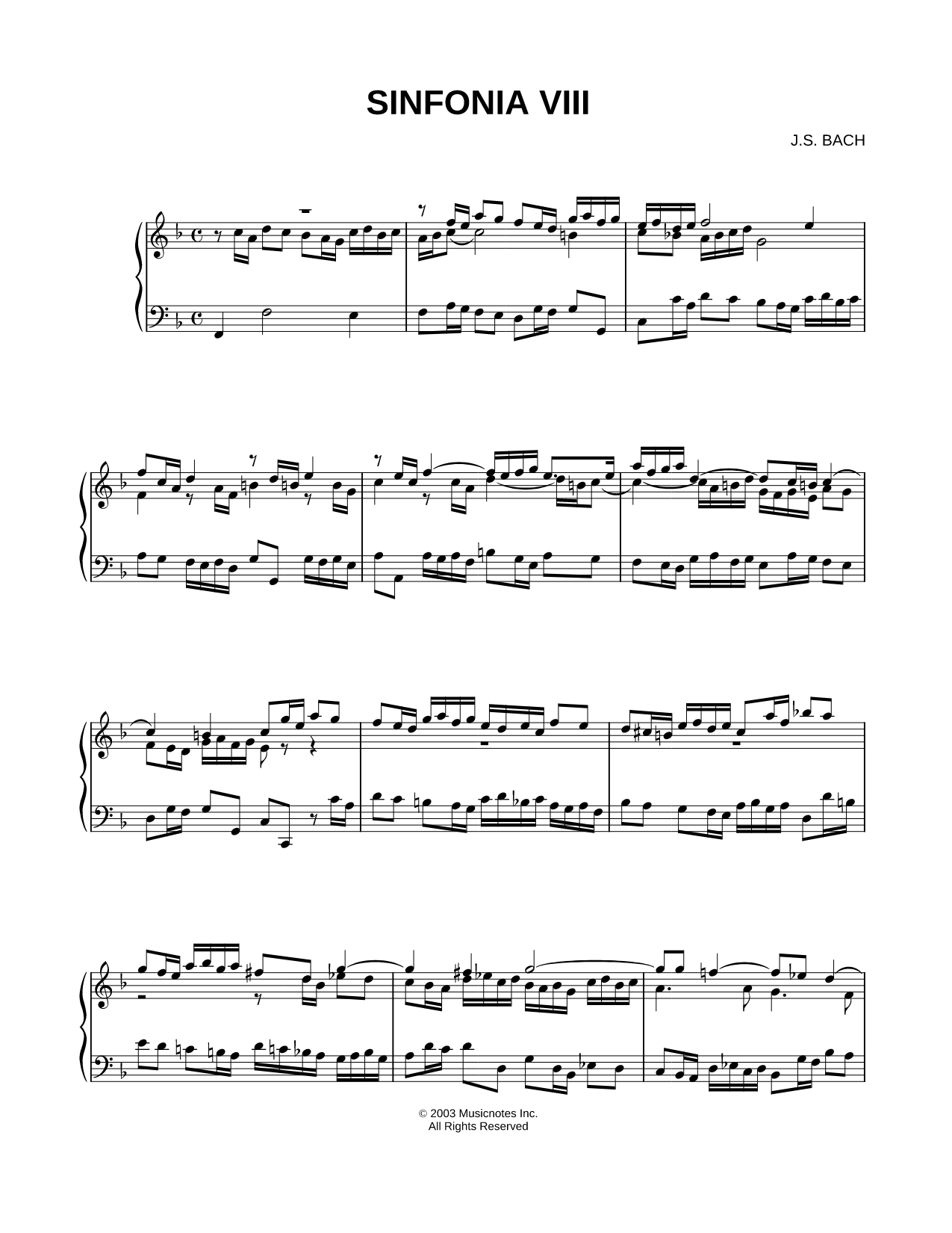 Sinfonia VIII, BWV 794