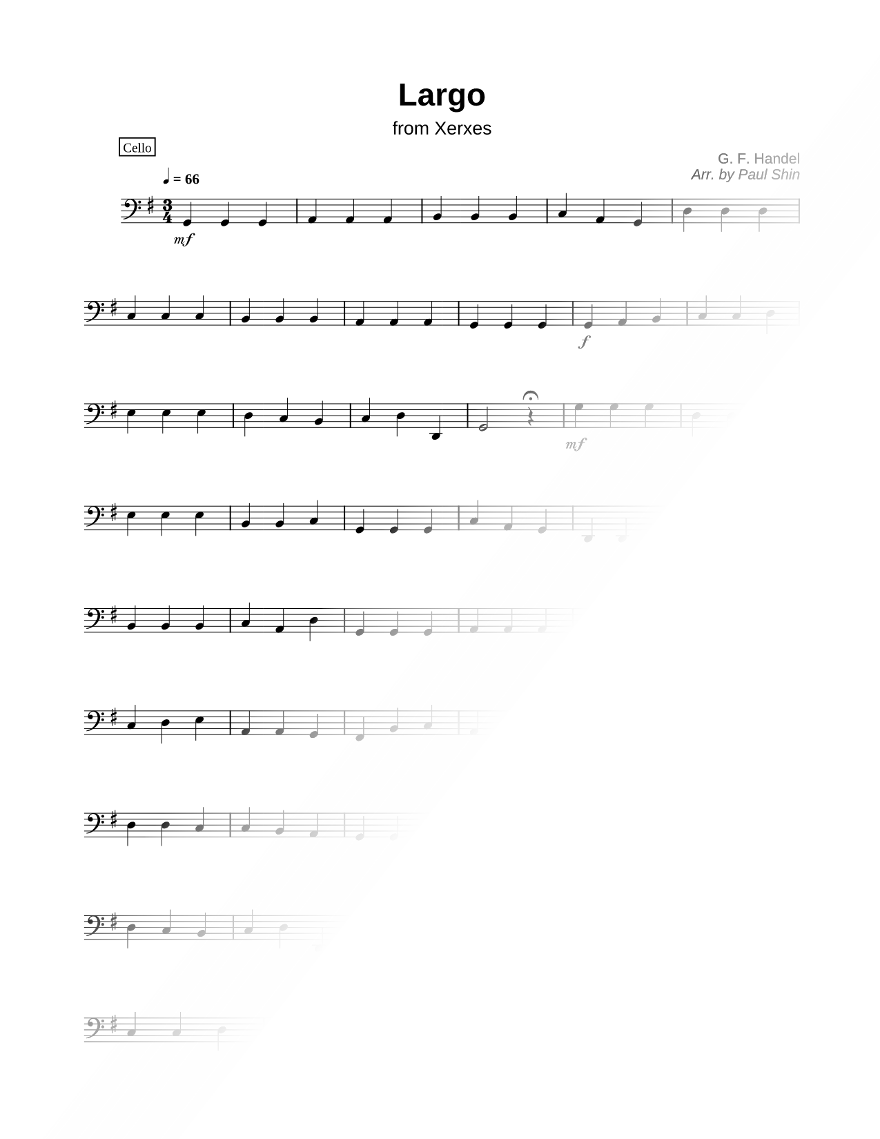 Largo from Xerxes - Cello