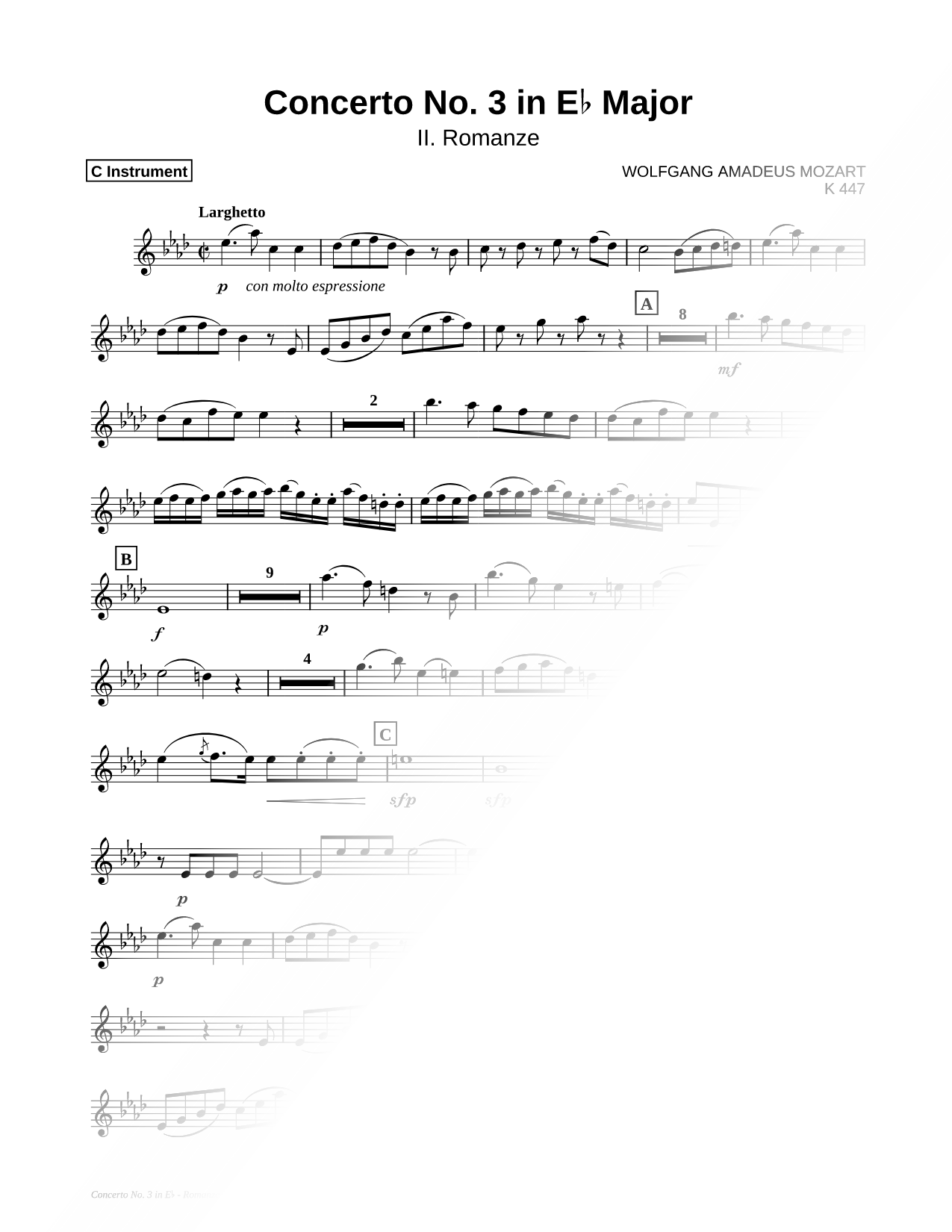 Horn Concerto No. 3 In Eb Major: II. Romanze - C Instrument