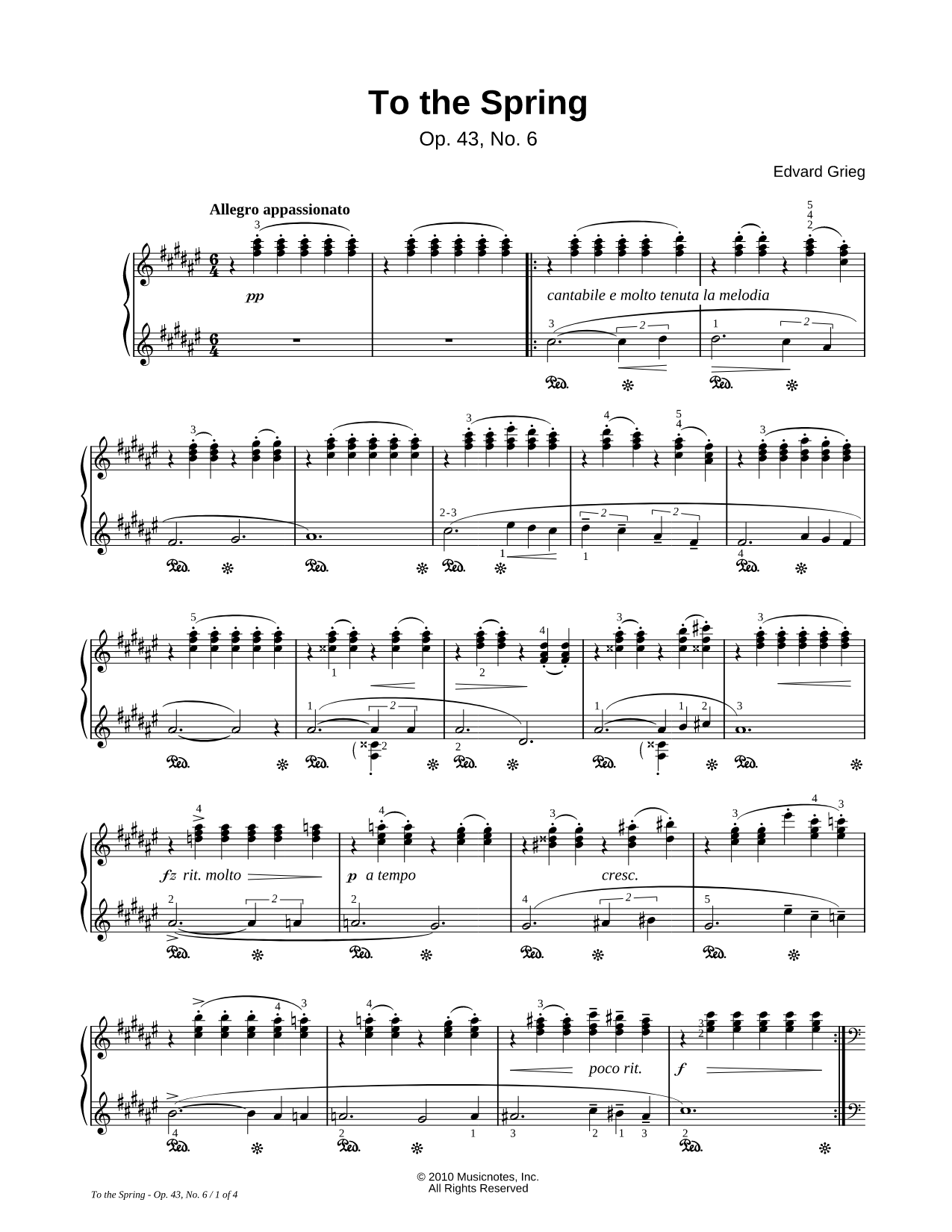 Lyric Pieces, Op 43, No. 6: To the Spring