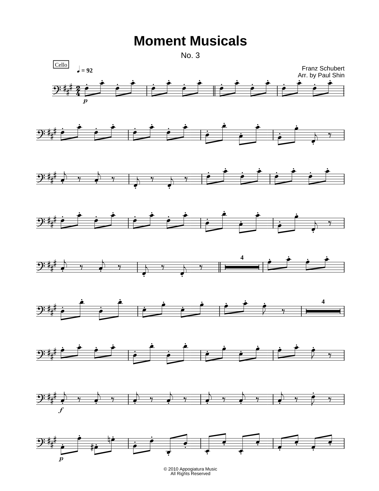 Moment Musical No. 3 - Cello Part