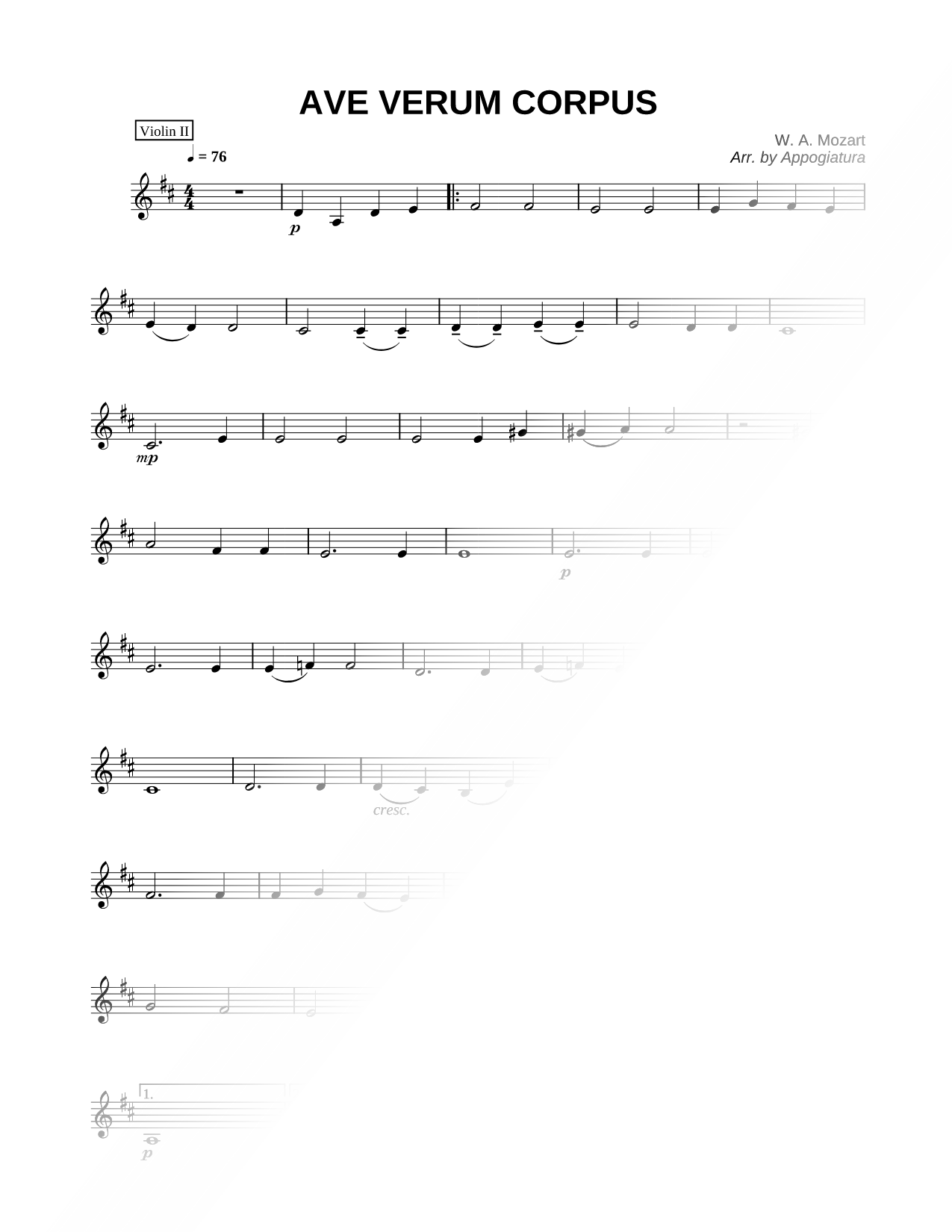 Ave verum corpus, K. 618 - Violin (Part 2)