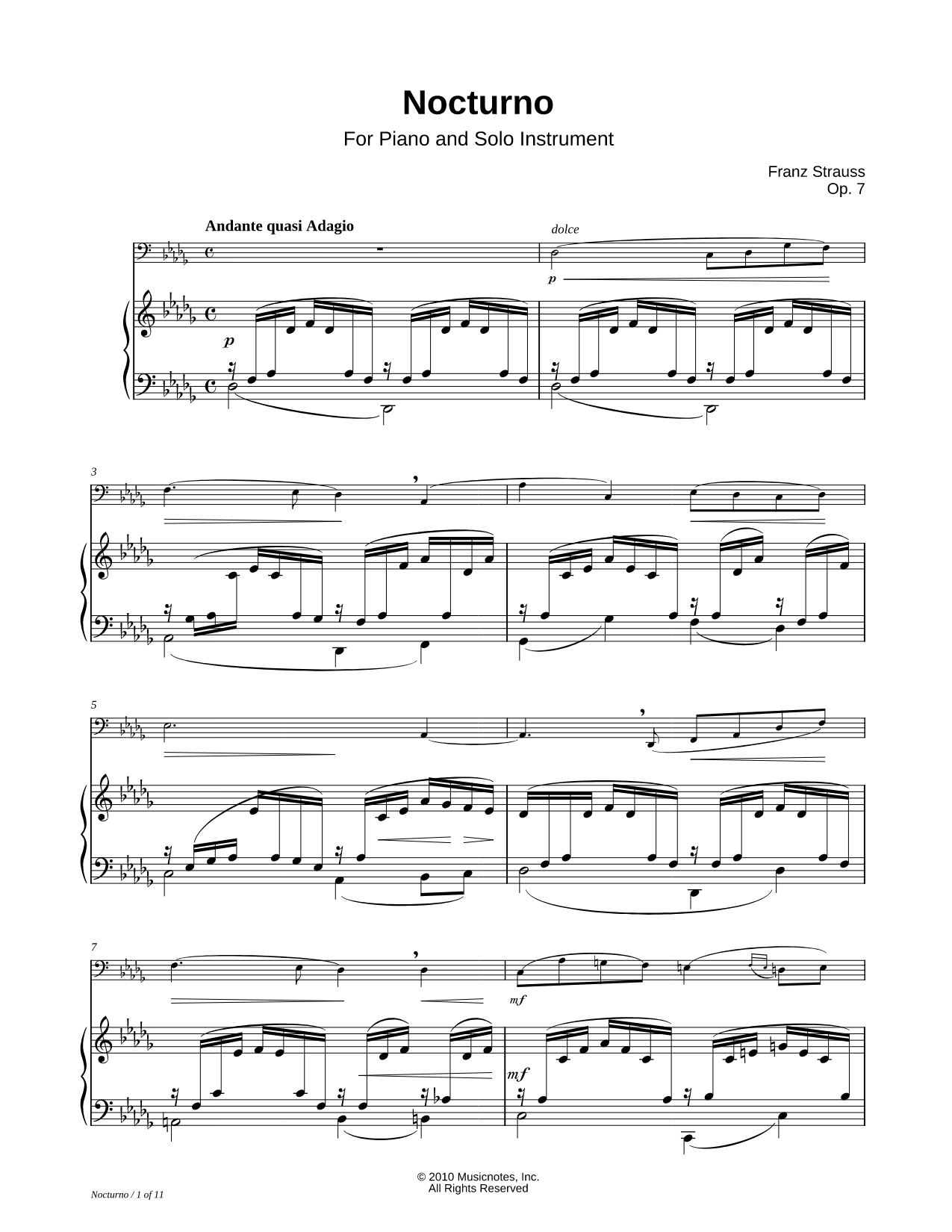 Nocturno - Piano Accompaniment (All Instruments)