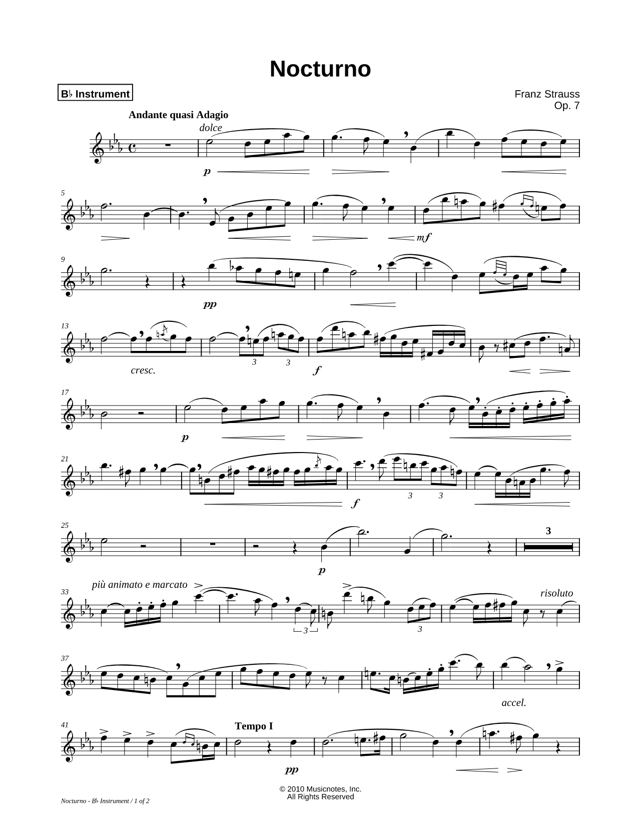 Nocturno - Bb Instrument